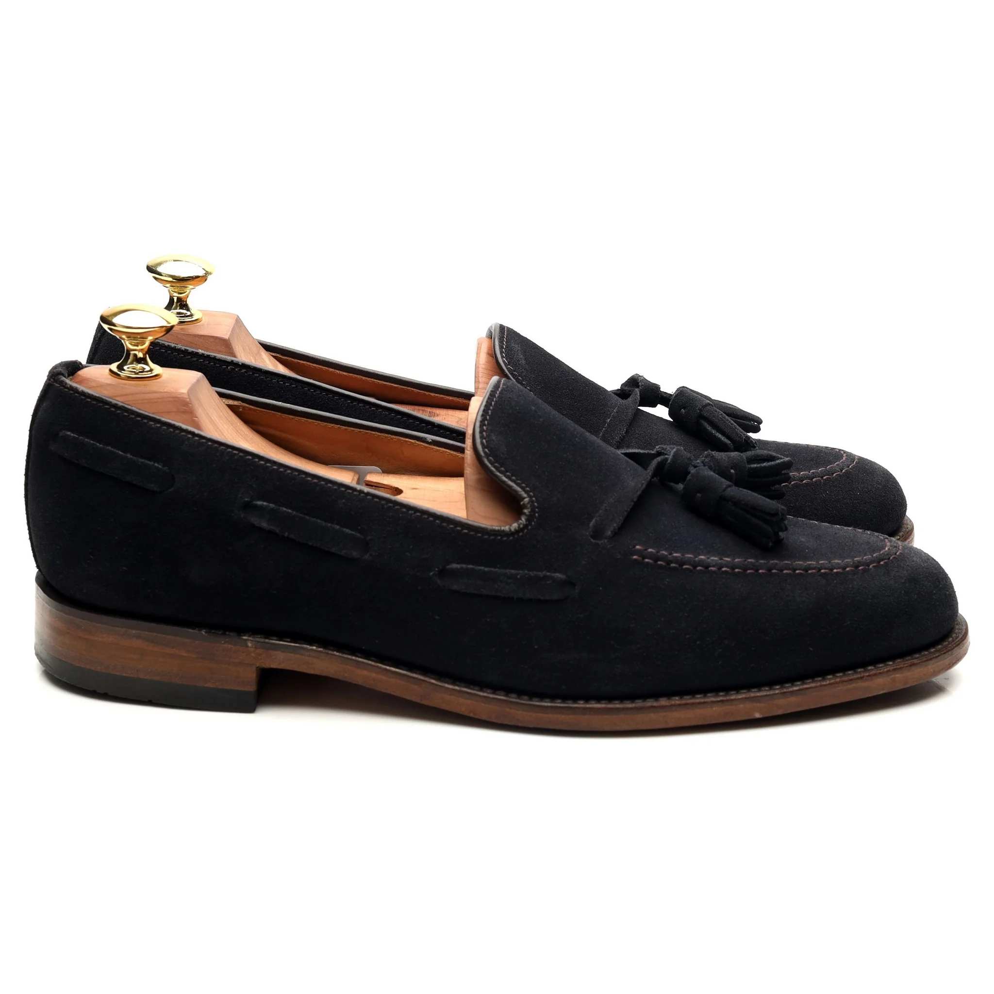 'Lincoln' Navy Blue Suede Tassel Loafers UK 8 F - Image 6