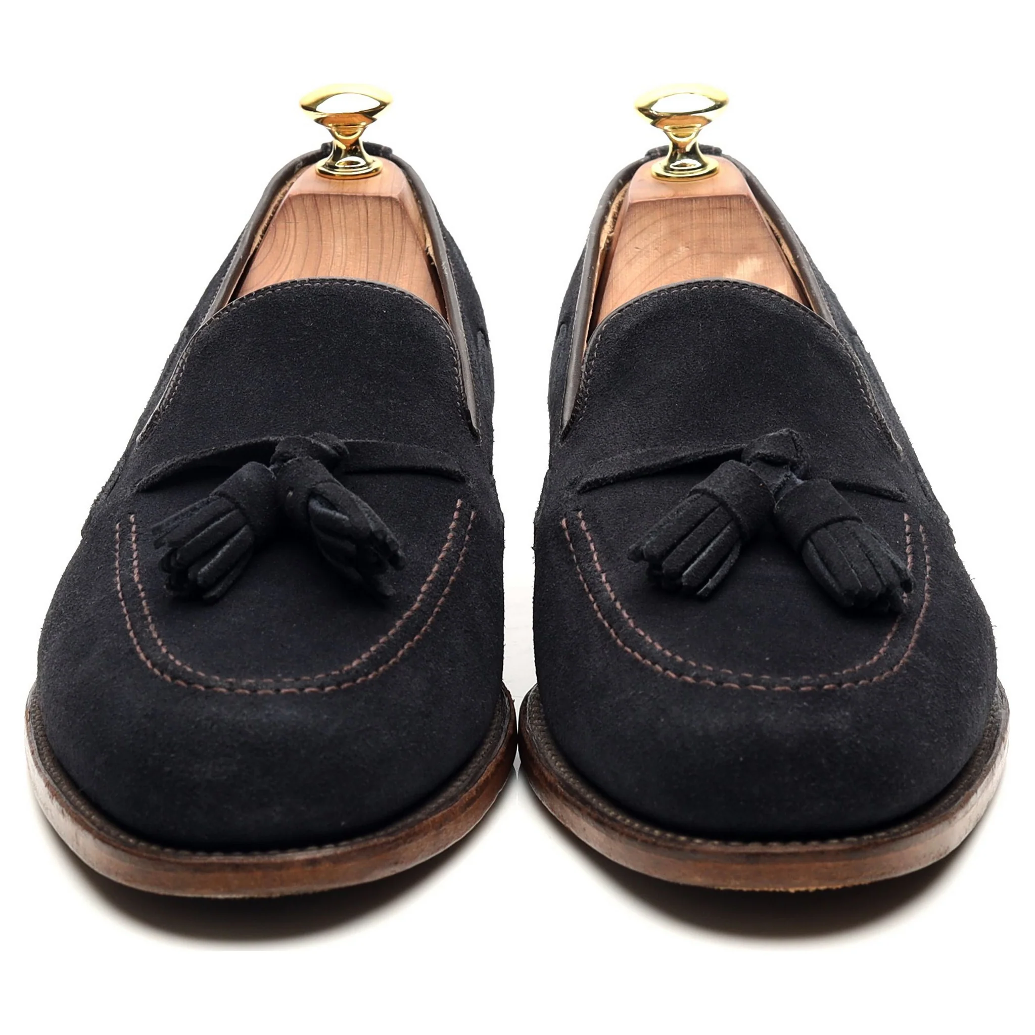 'Lincoln' Navy Blue Suede Tassel Loafers UK 8 F - Image 8
