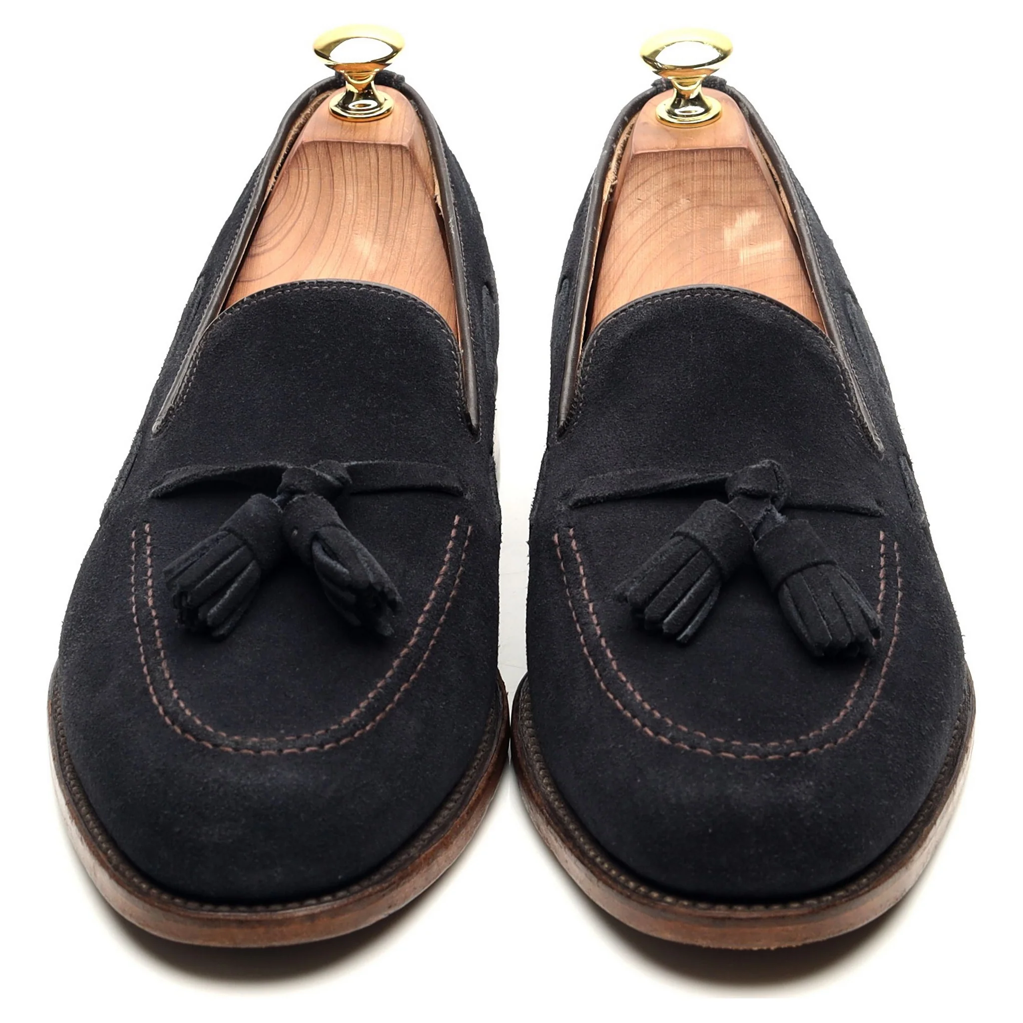 'Lincoln' Navy Blue Suede Tassel Loafers UK 8 F - Image 9