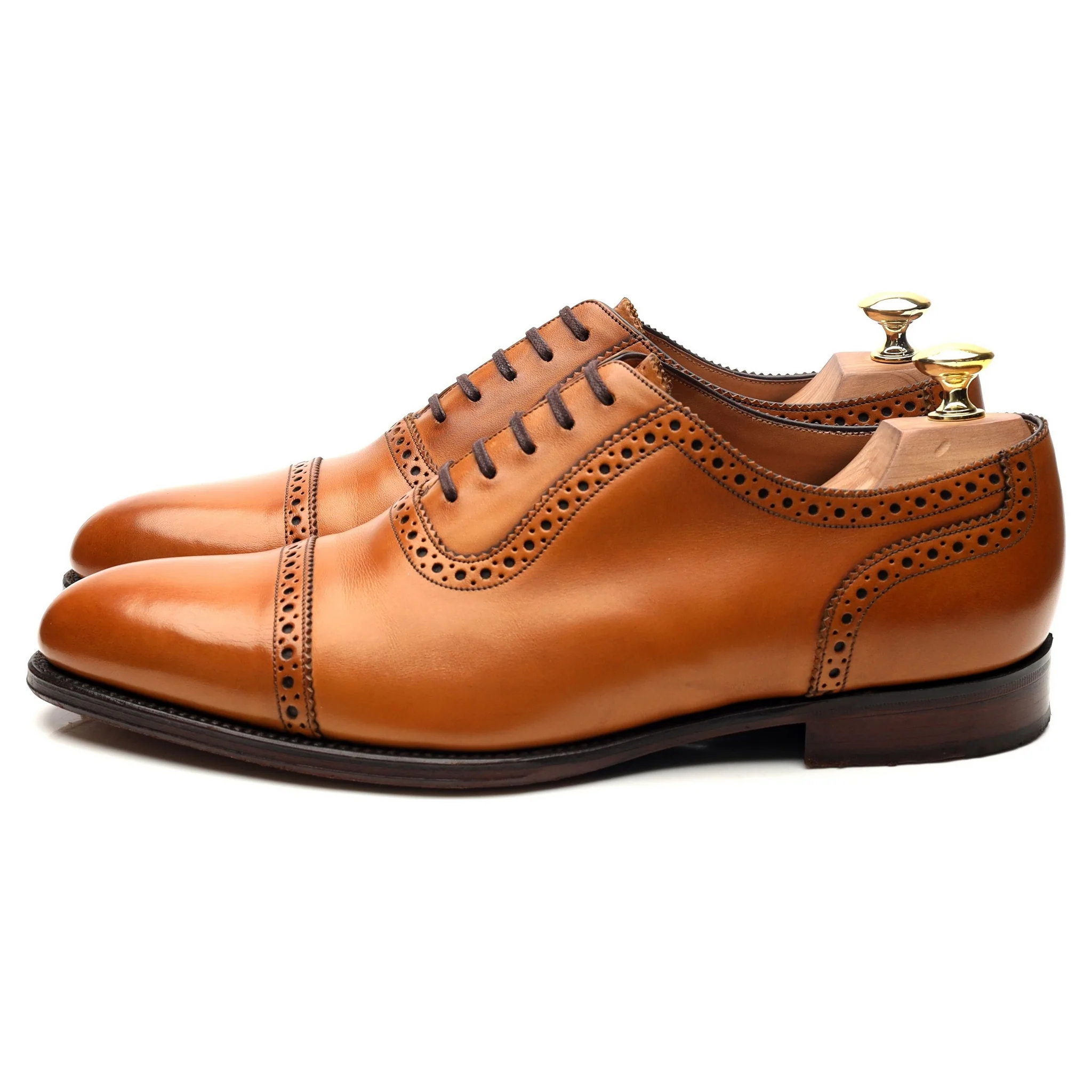 1880 Export Grade 'Trinity' Tan Brown Leather Oxford Brogues UK 8.5 F - Image 2