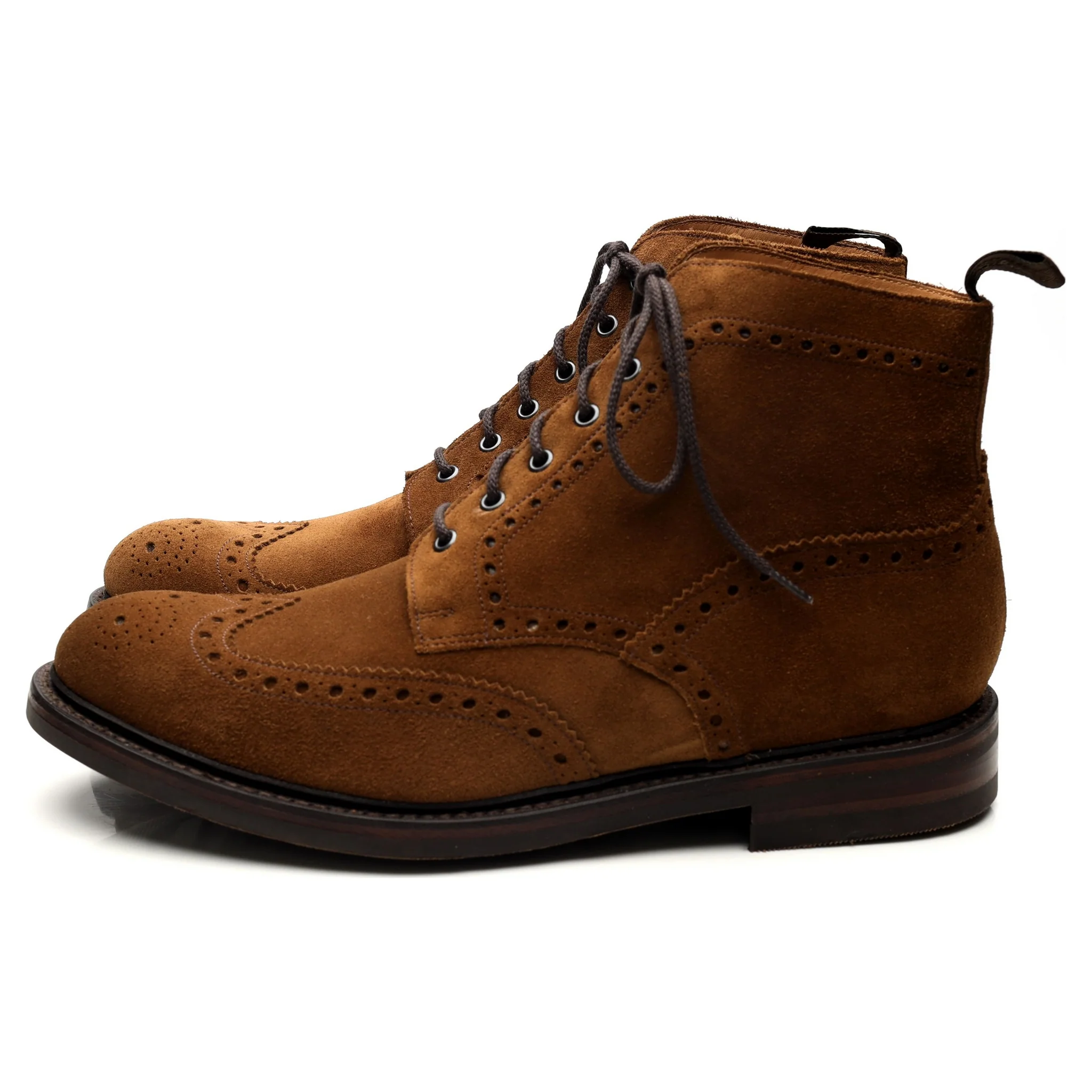 1880 'Bedale' Tan Brown Suede Brogue Boots UK 11 G - Image 2