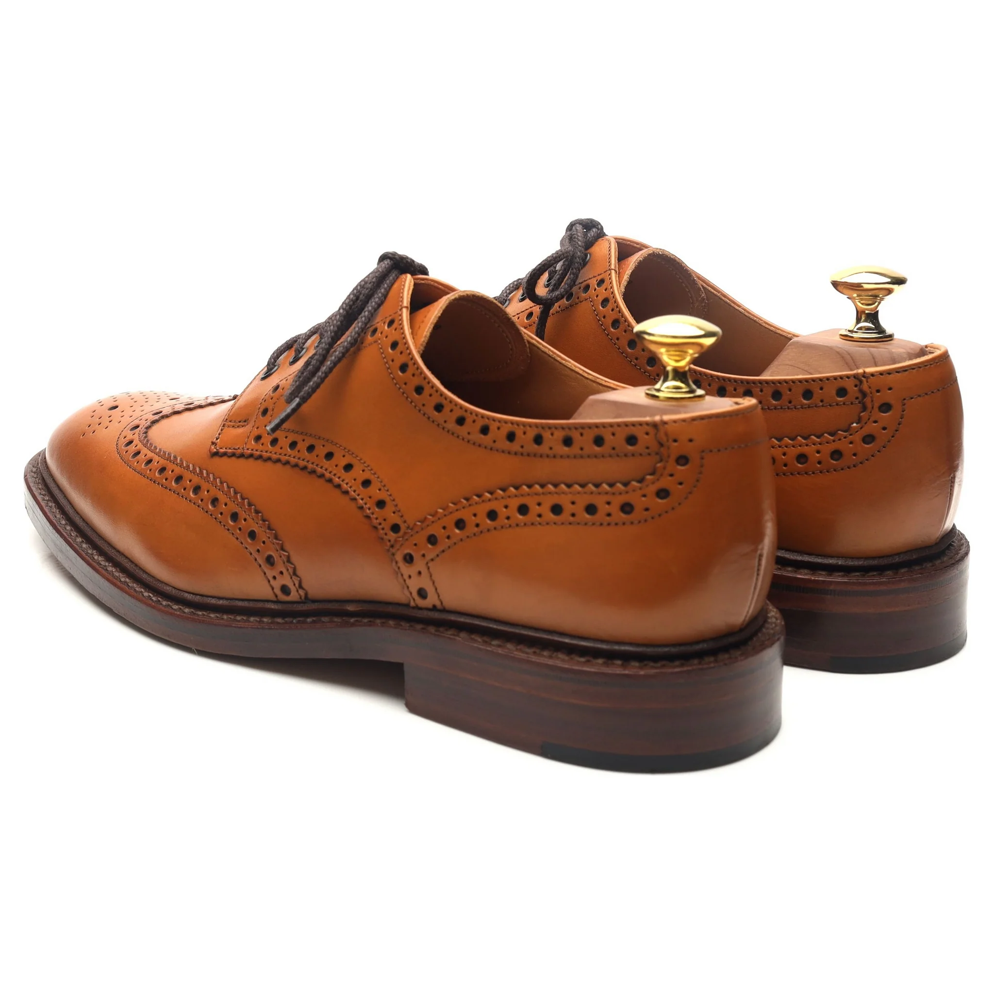 1880 'Chester 2' Tan Brown Leather Derby Brogues UK 8 F - Image 3