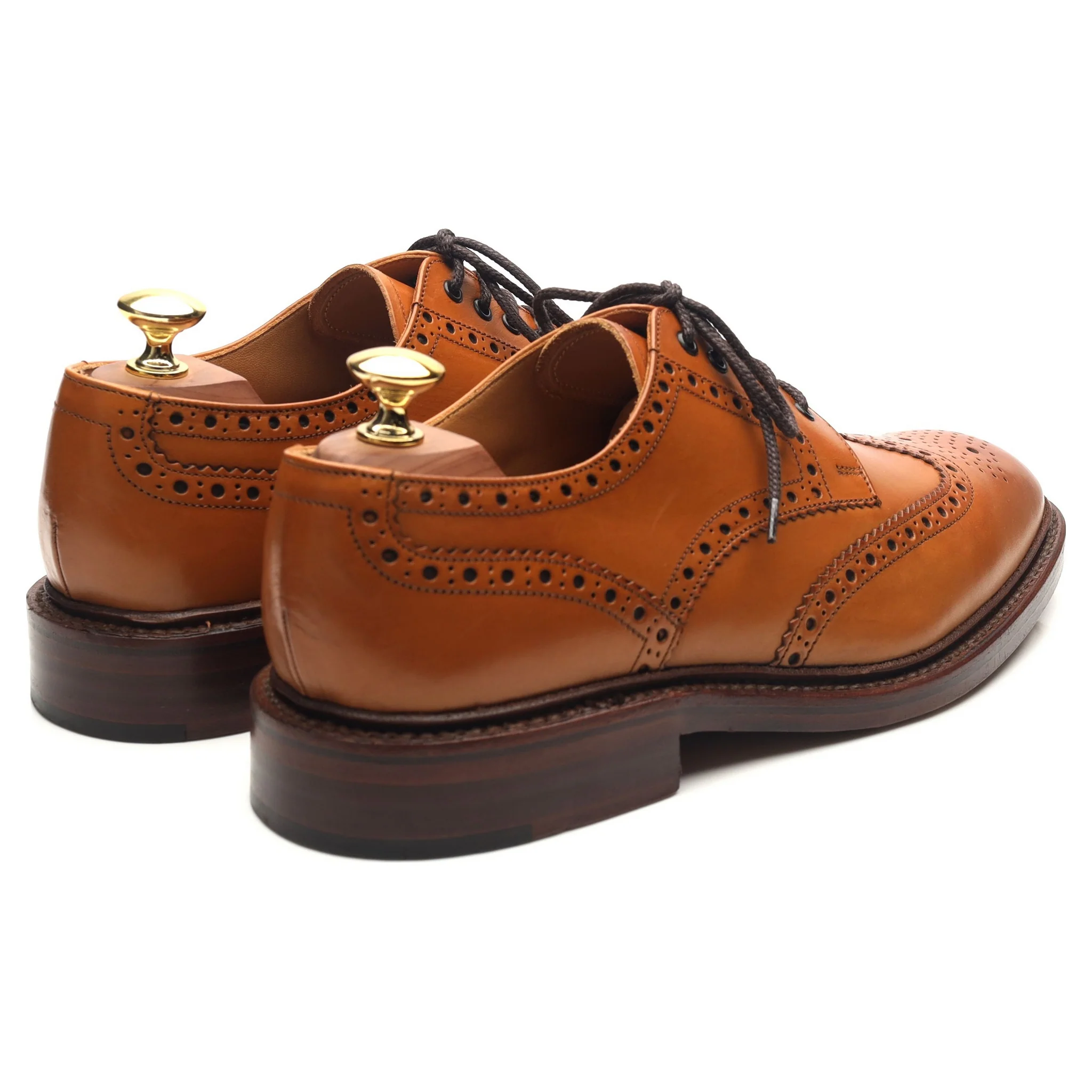 1880 'Chester 2' Tan Brown Leather Derby Brogues UK 8 F - Image 5