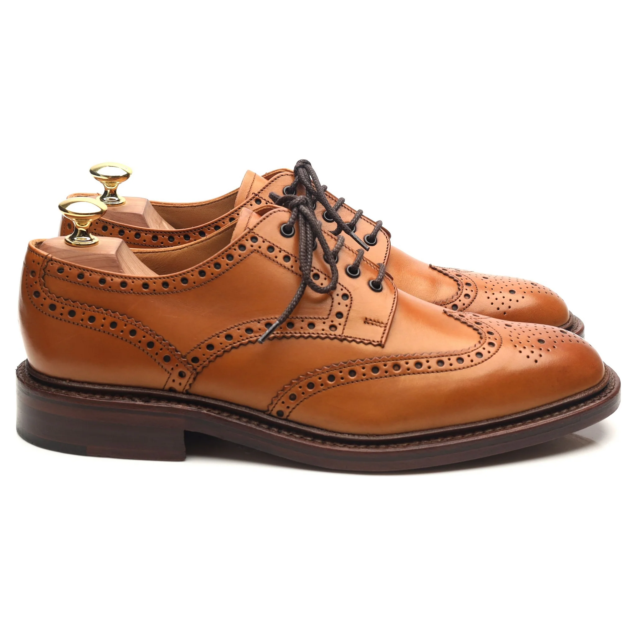 1880 'Chester 2' Tan Brown Leather Derby Brogues UK 8 F - Image 6