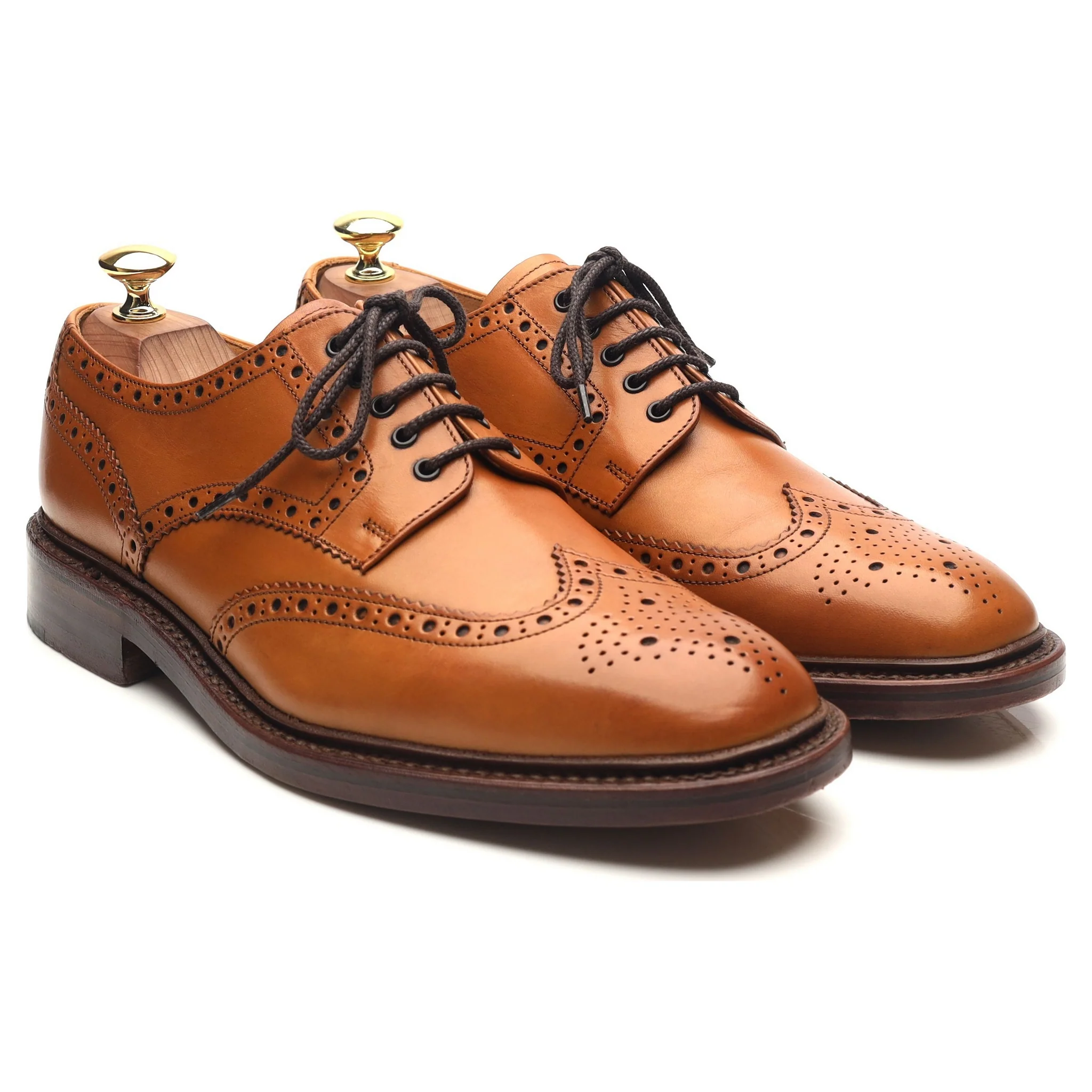 1880 'Chester 2' Tan Brown Leather Derby Brogues UK 8 F - Image 7