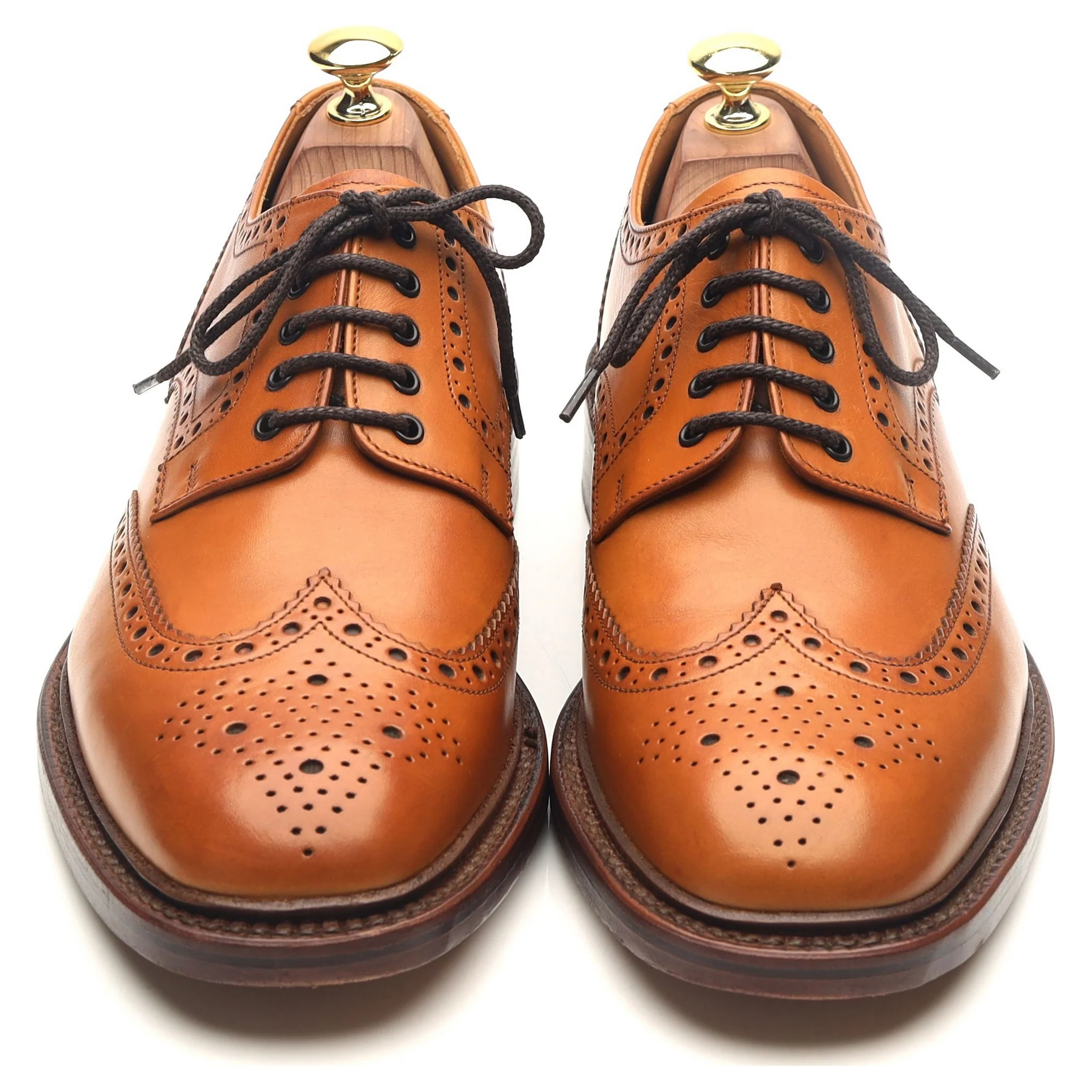 1880 'Chester 2' Tan Brown Leather Derby Brogues UK 8 F - Image 9