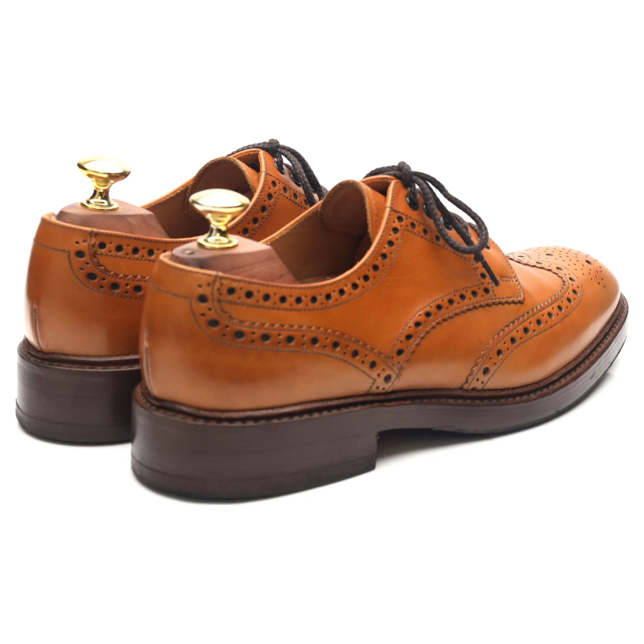 1880 'Chester 2' Tan Brown Leather Derby Brogues UK 7 F - Image 5