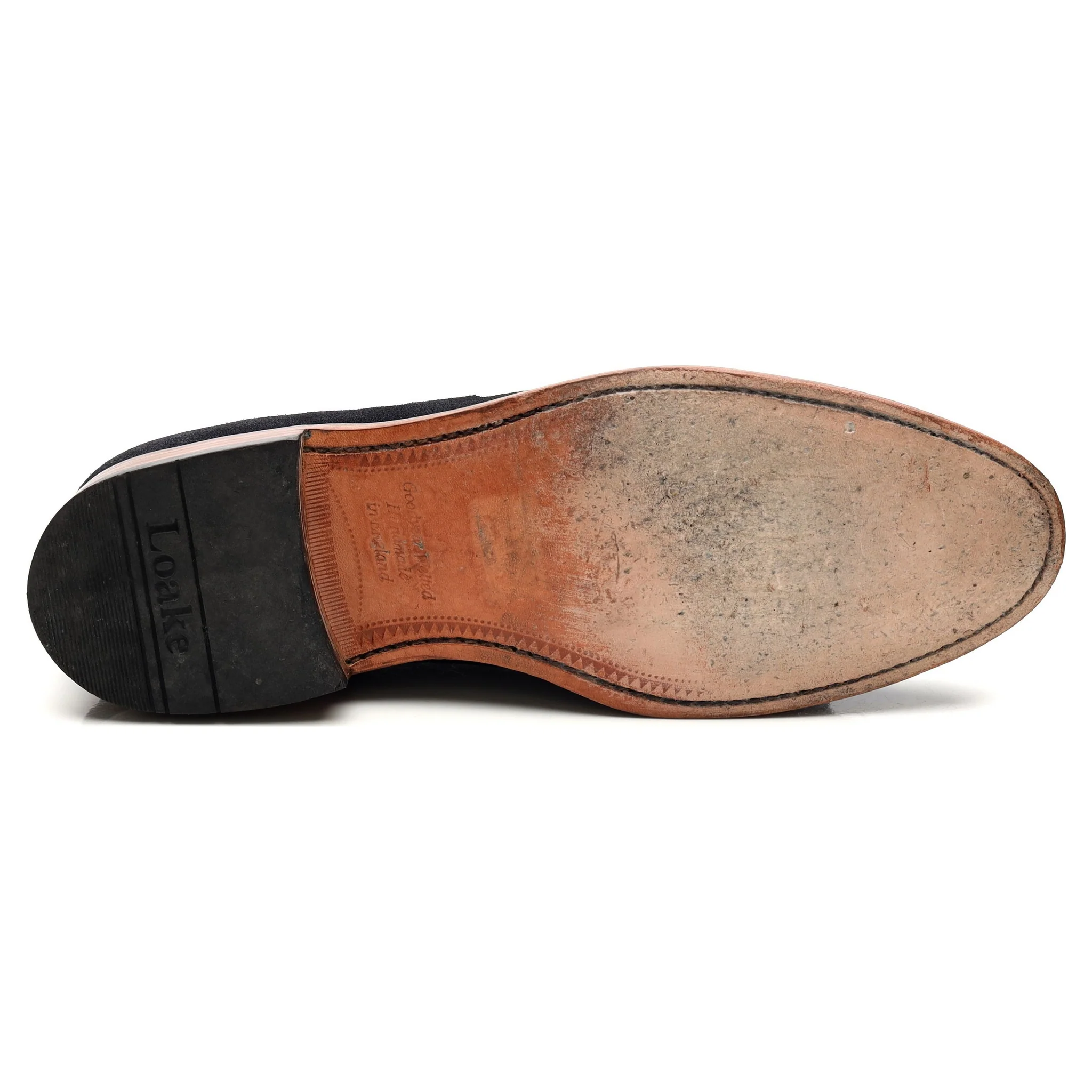 'Lincoln' Navy Blue Suede Tassel Loafers UK 8 F - Image 11
