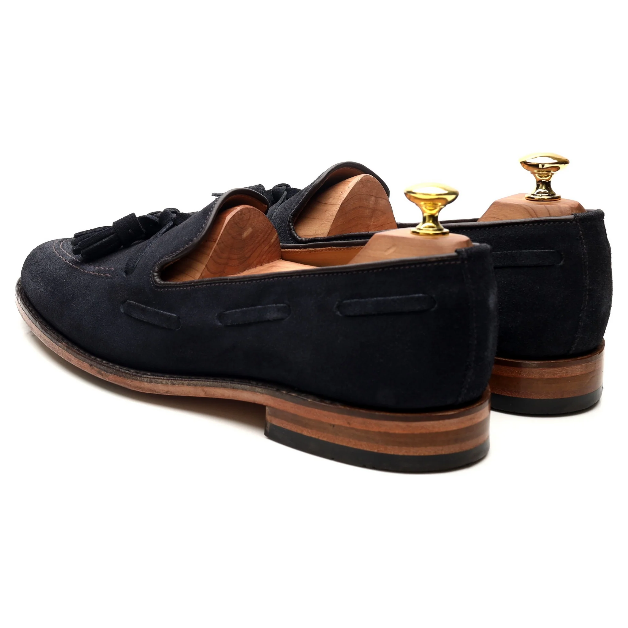'Lincoln' Navy Blue Suede Tassel Loafers UK 8 F - Image 3