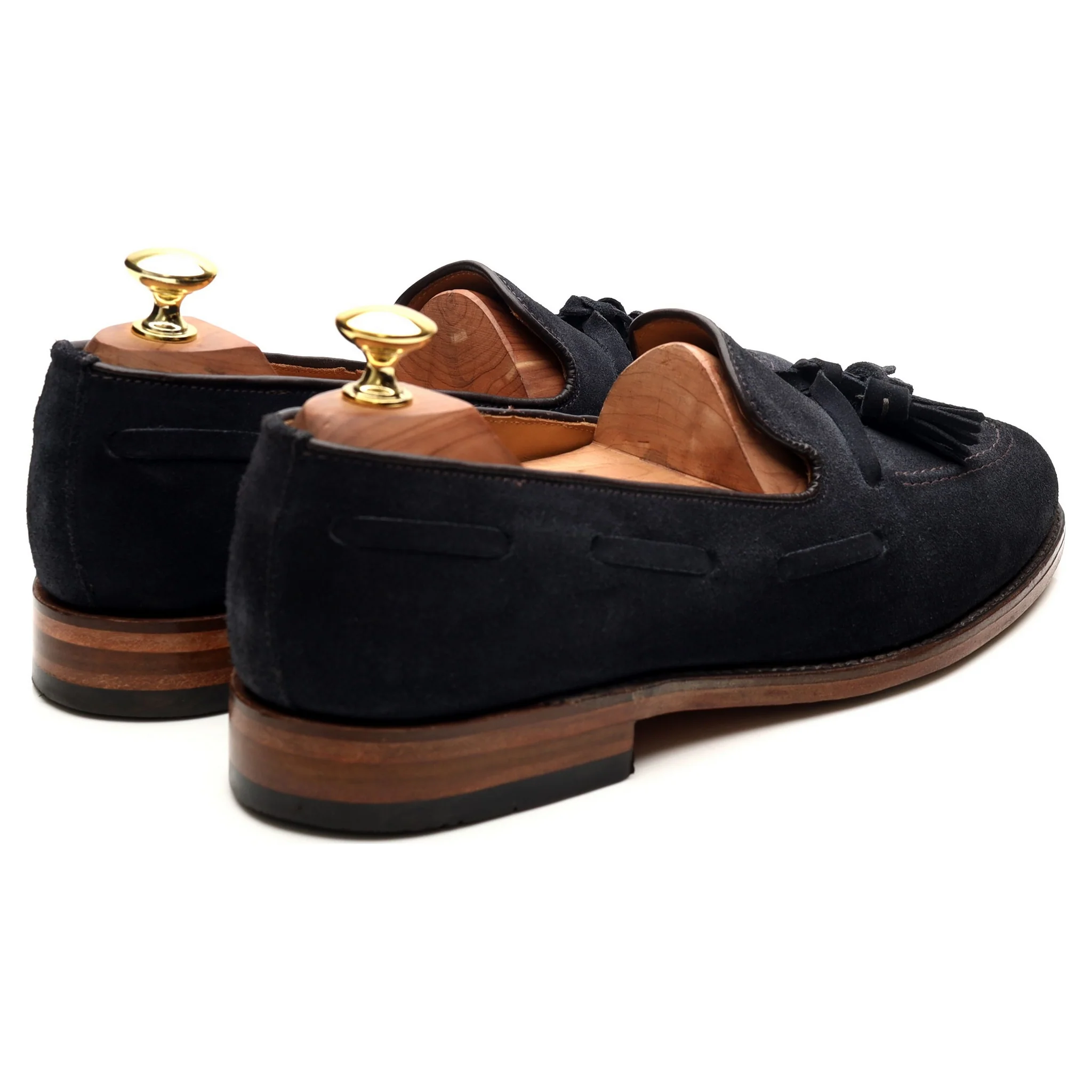 'Lincoln' Navy Blue Suede Tassel Loafers UK 8 F - Image 5