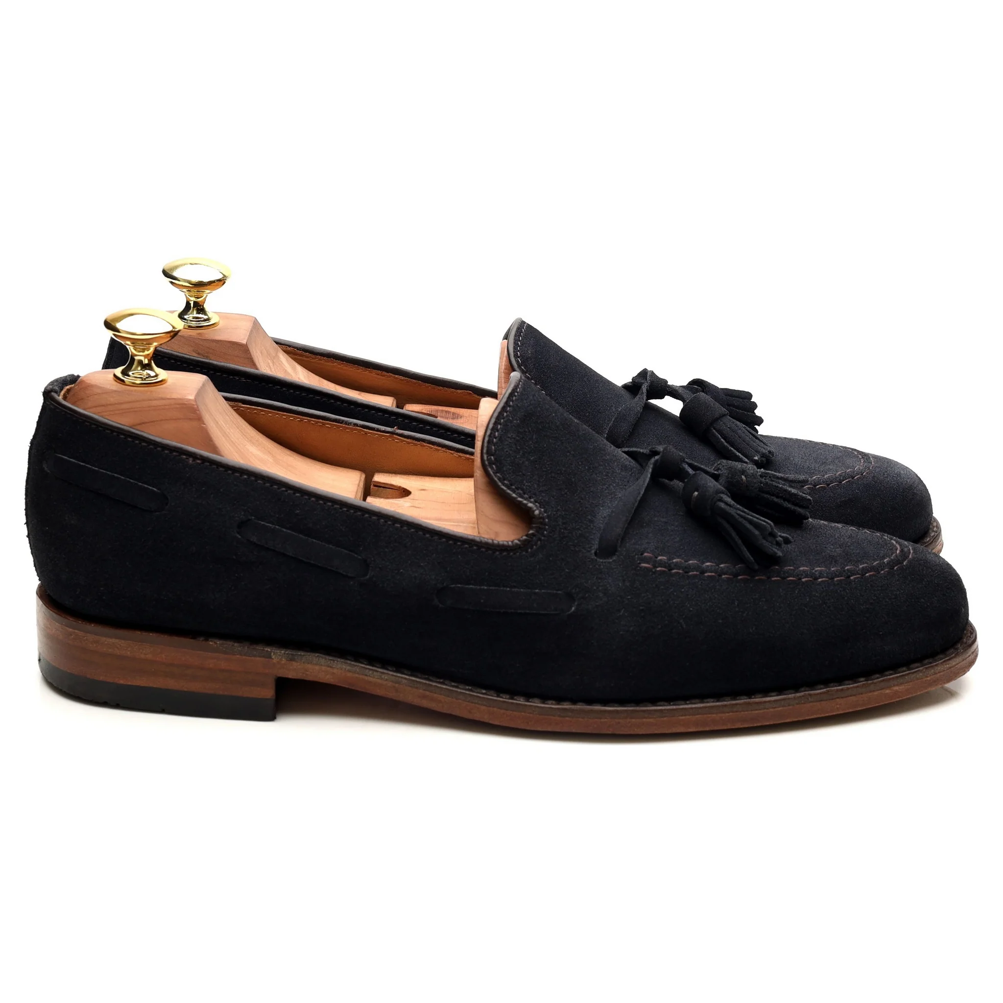 'Lincoln' Navy Blue Suede Tassel Loafers UK 8 F - Image 6