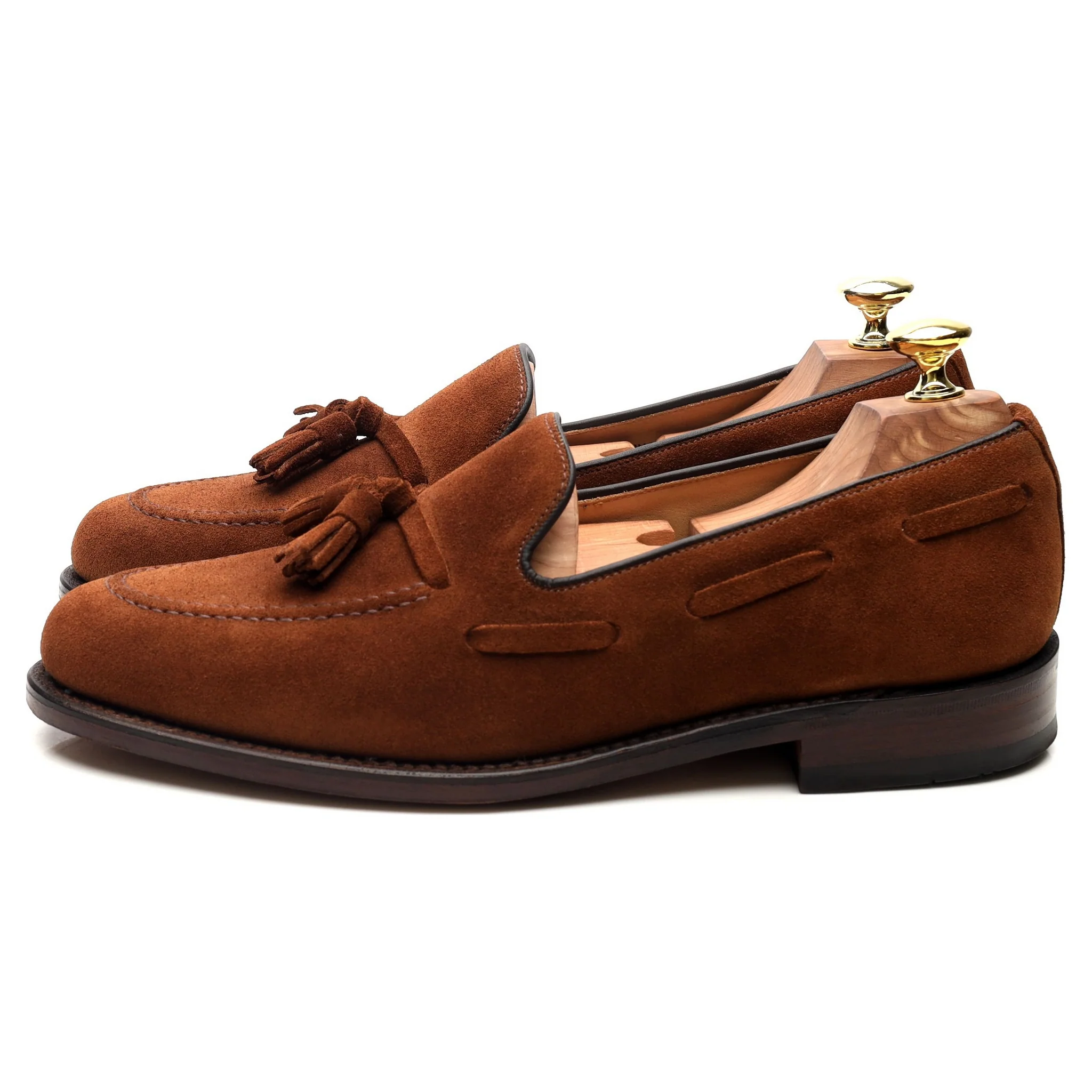 'Lincoln' Brown Suede Tassel Loafers UK 7.5 F - Image 2
