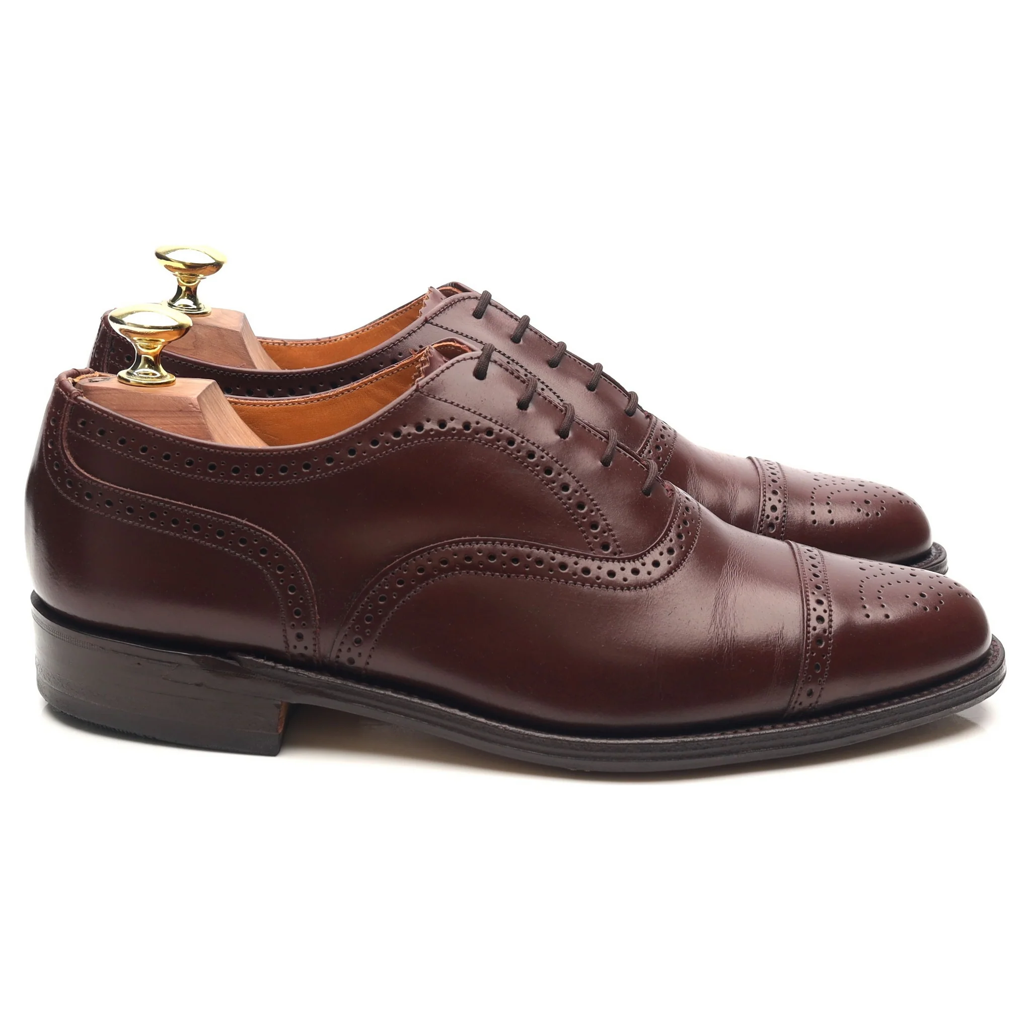 Burgundy Leather Oxford Semi Brogues UK 7 F - Image 6