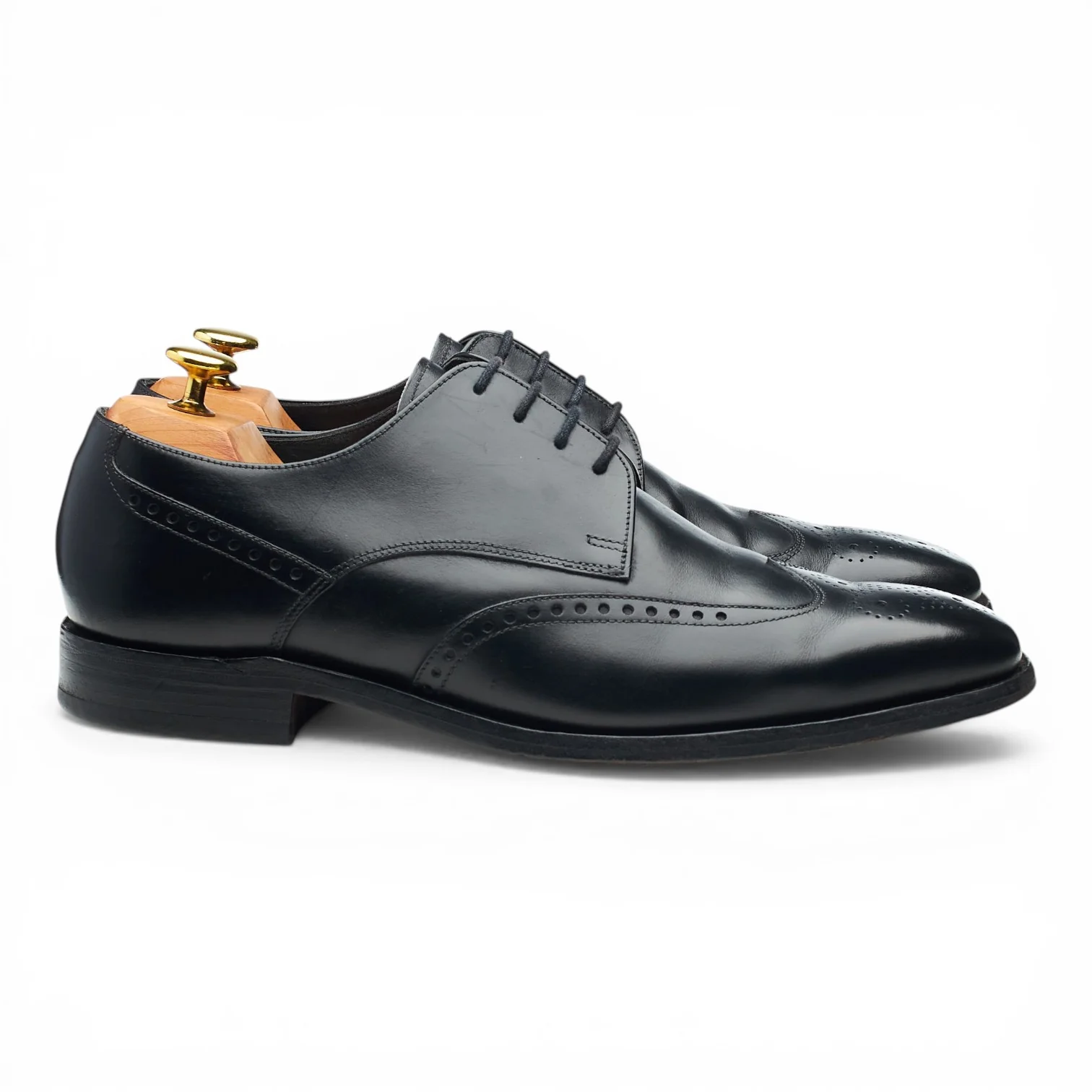 Herring 'Marylebone' Black Leather Derby Brogues UK 8 G