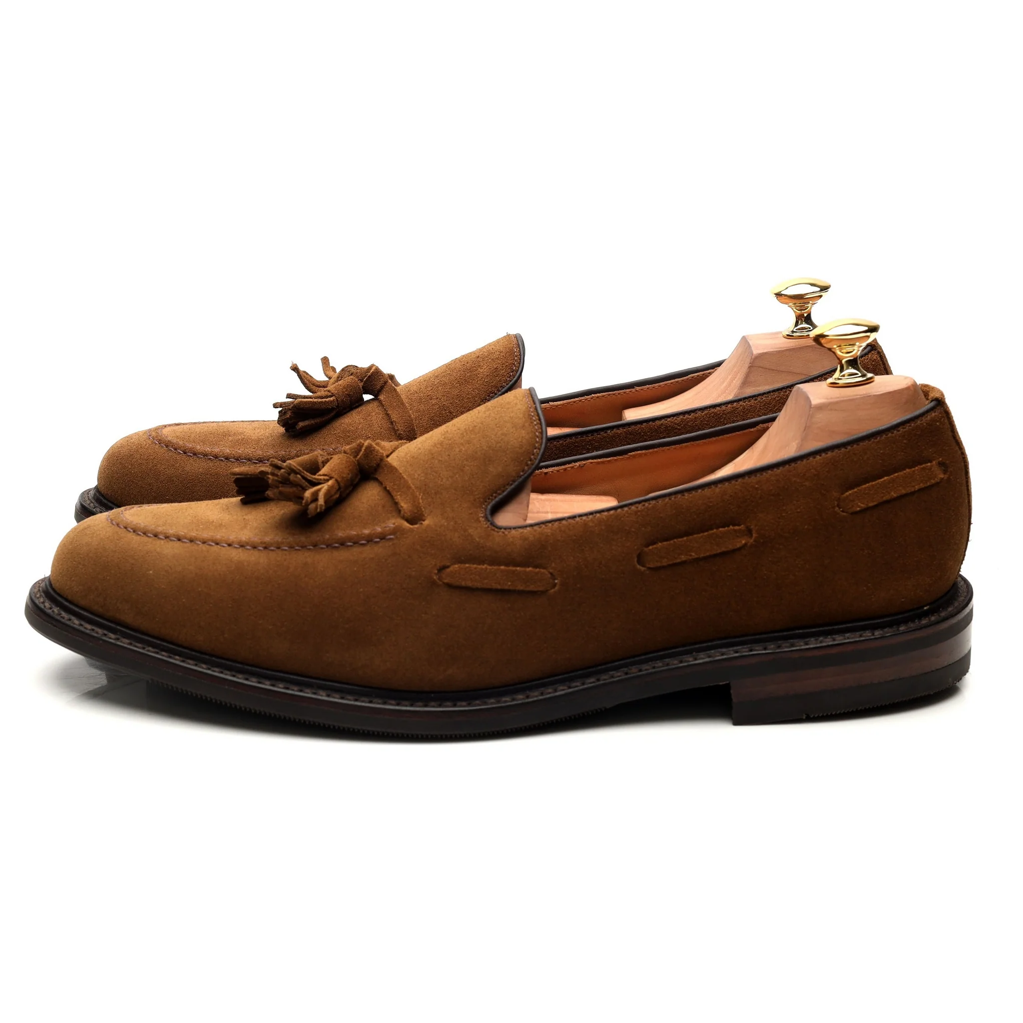 1880 'Nottingham' Brown Suede Tassel Loafers UK 10.5 F - Image 2