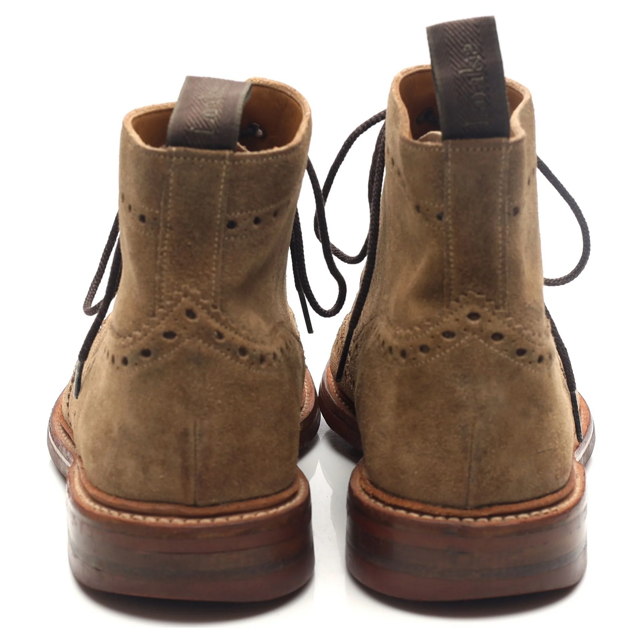 1880 'Wharfdale' Sand Brown Suede Brogue Boots UK 9 G - Image 4