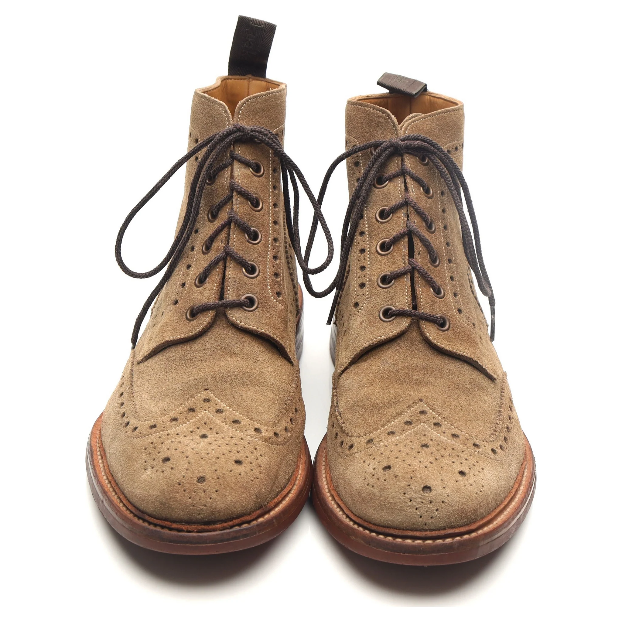 1880 'Wharfdale' Sand Brown Suede Brogue Boots UK 9 G - Image 9