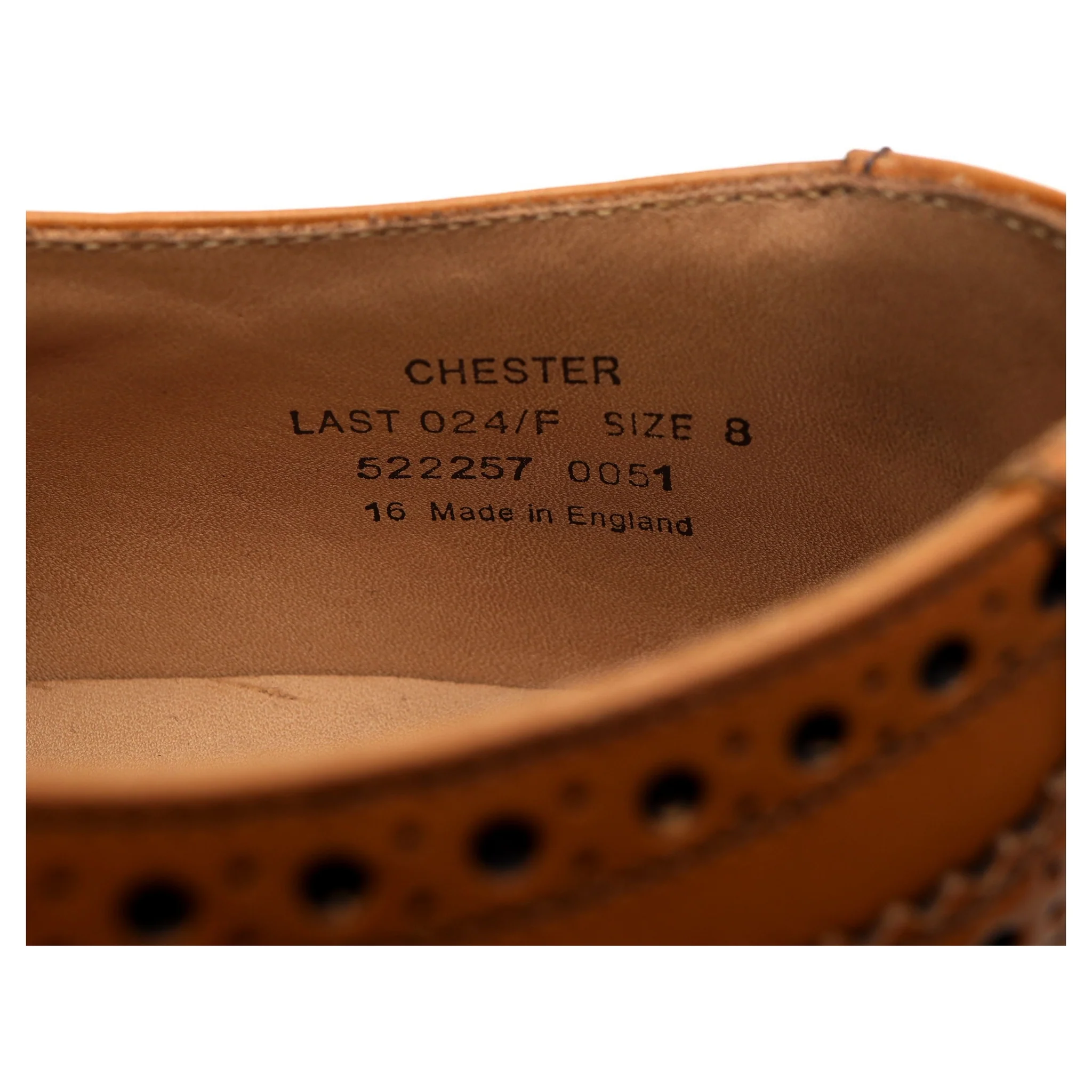 1880 'Chester 2' Tan Brown Leather Derby Brogues UK 8 F - Image 13