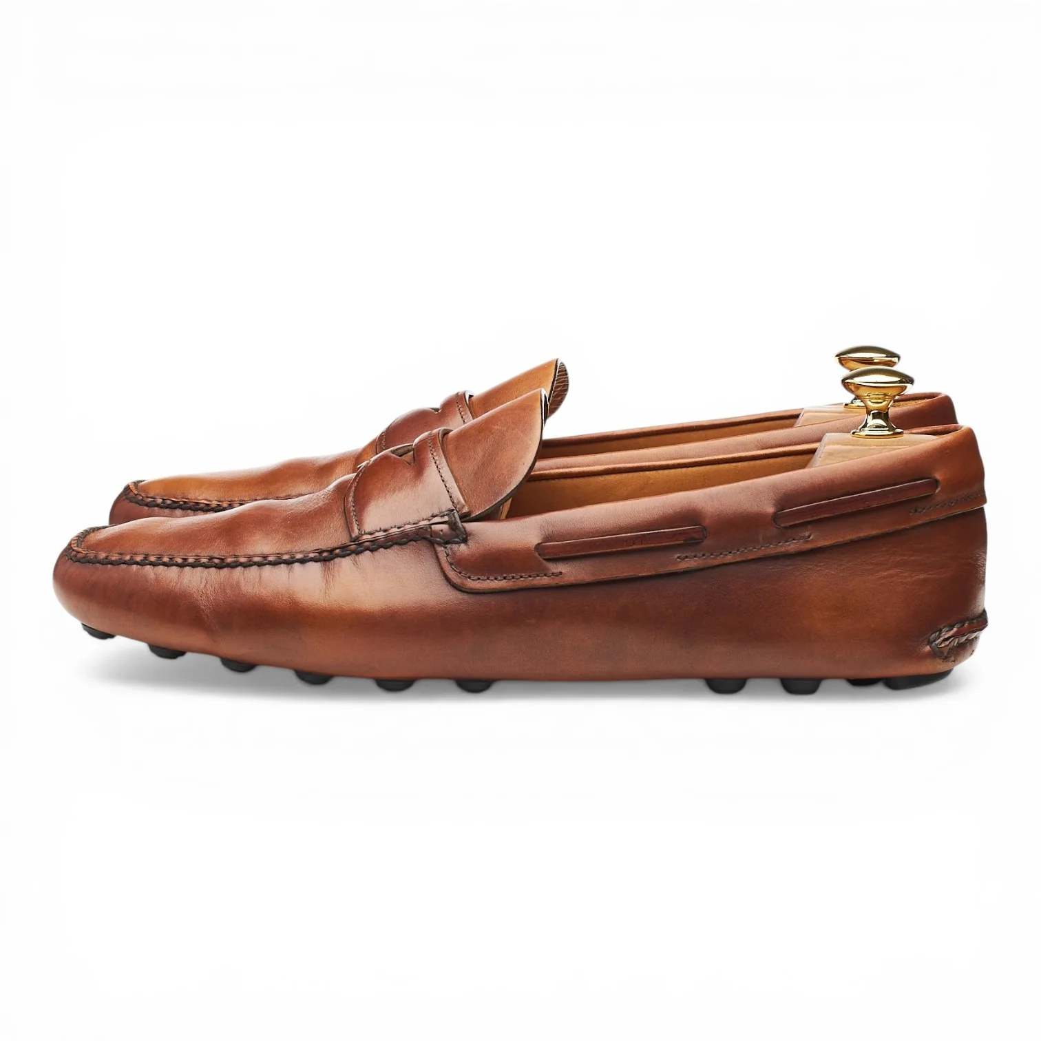 'Luigi 3' Tan Brown Leather Driving Loafers UK 9.5 - Image 3