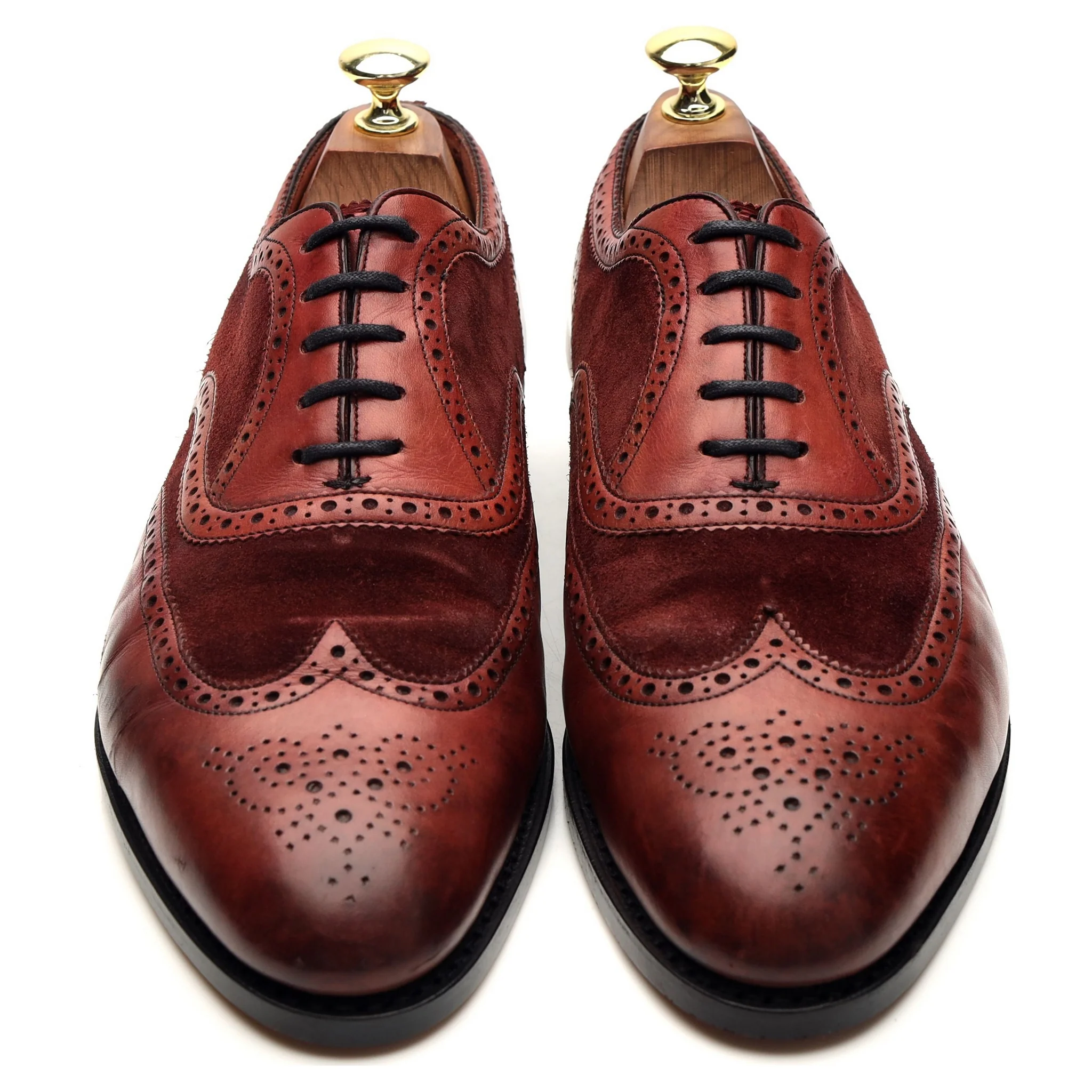 'Malvern' Burgundy Leather Oxford Spectator Brogues UK 7.5 E - Image 2