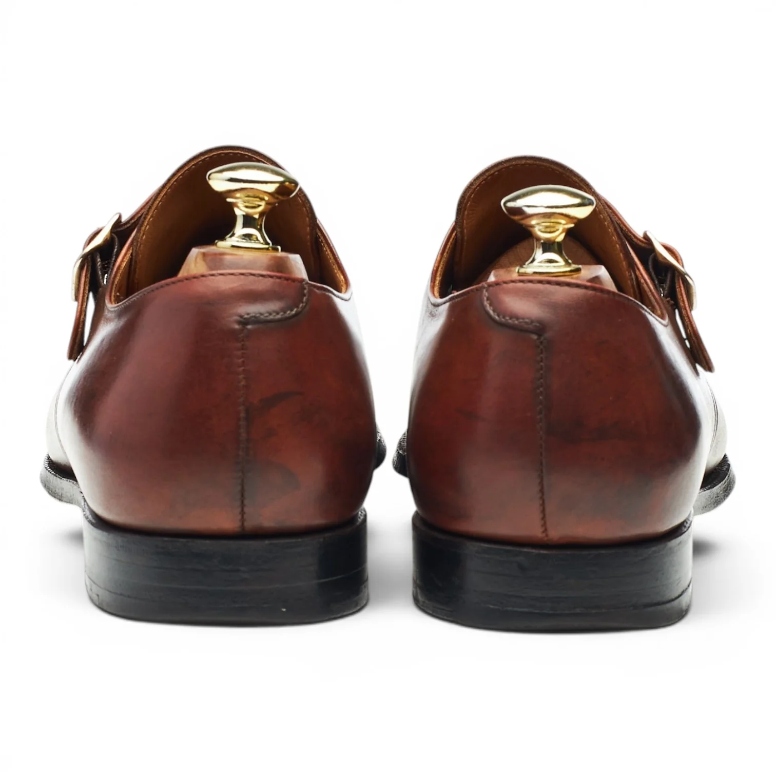 'Malvern' Tan Brown Leather Monk Straps UK 7.5 E - Image 4