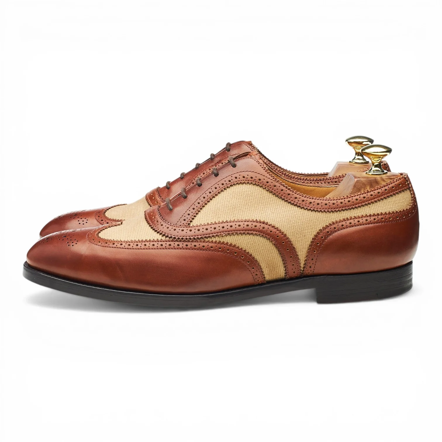 'Malvern' Tan Brown Leather Oxford Spectator Brogues UK 8 E - Image 3