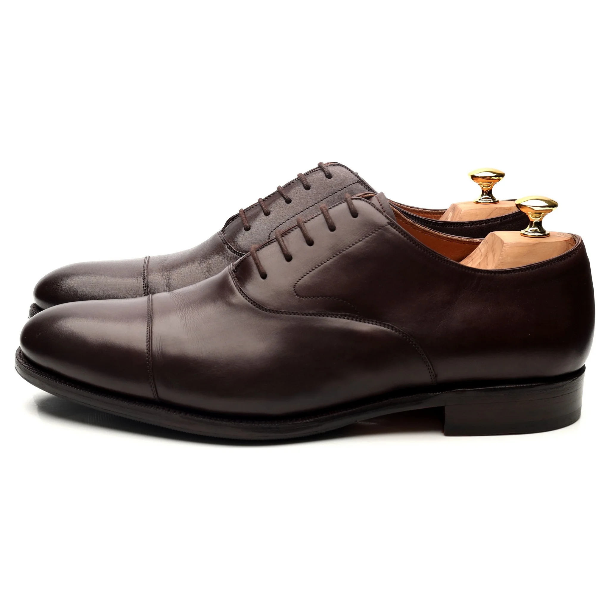 '101198' Dark Brown Leather Oxford UK 12 E - Image 2