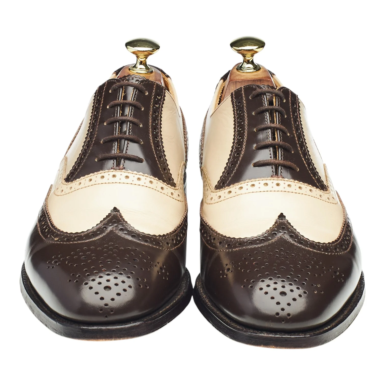 'Melly' Dark Brown & Cream Leather Oxford Spectator Brogues UK 7.5 F - Image 2