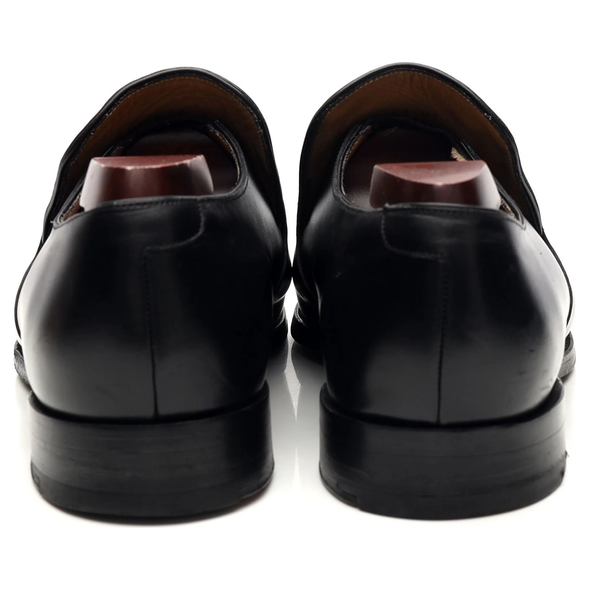 Black Leather Slip On Loafers UK 8 E - Image 4