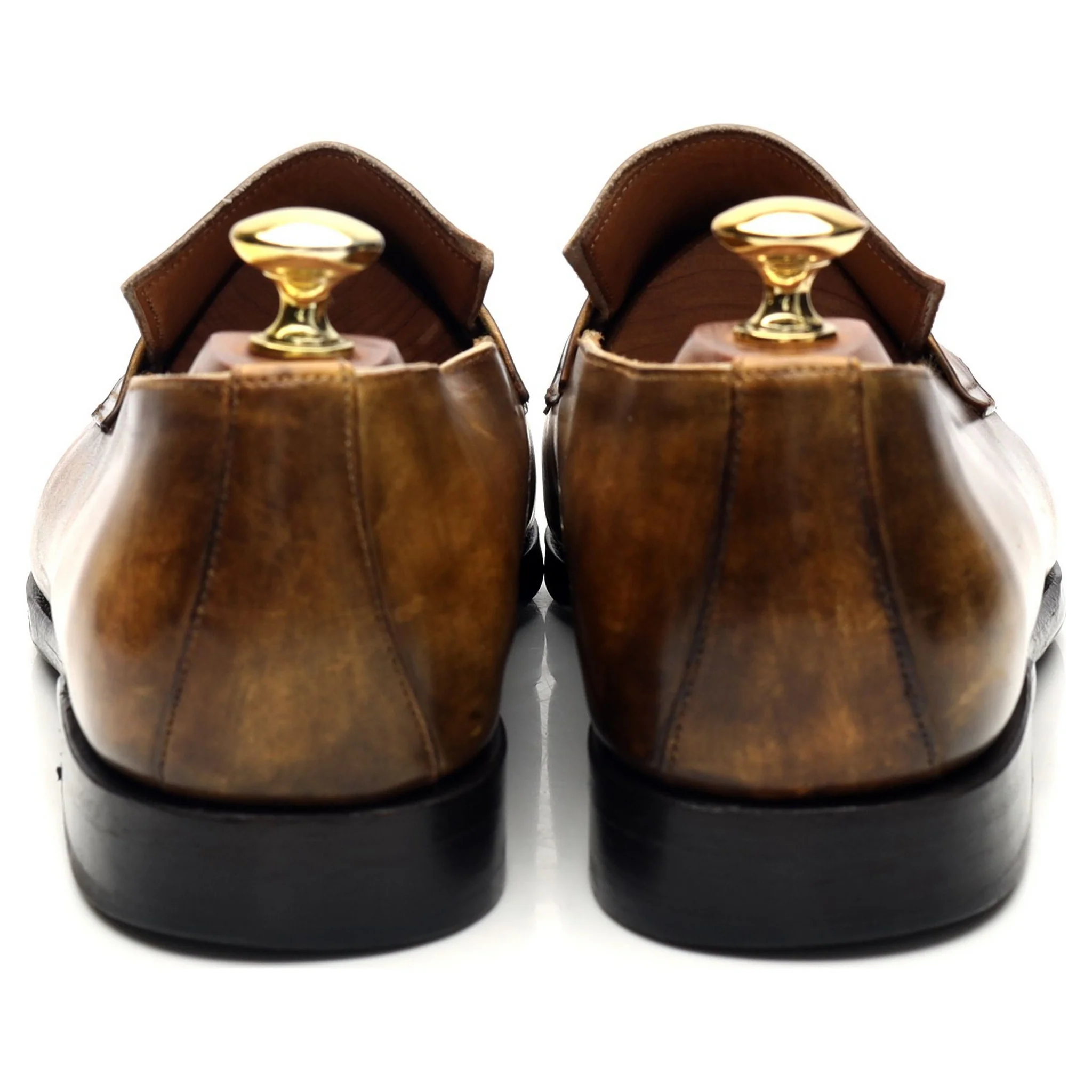 'Miro' Tan Brown Patina Leather Loafers UK 8.5 - Image 4