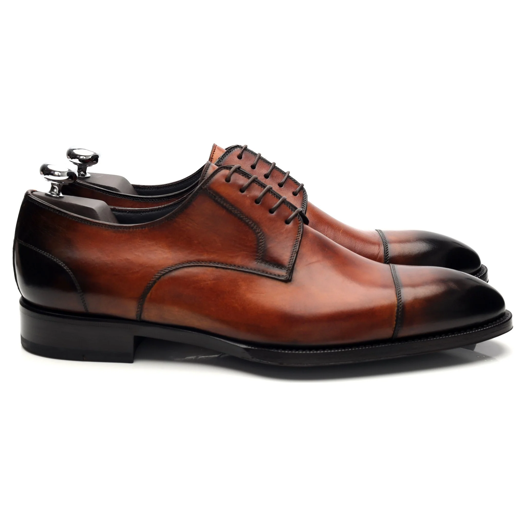 'Monza' Tan Brown Cap Toe Leather Derby UK 10 US 11