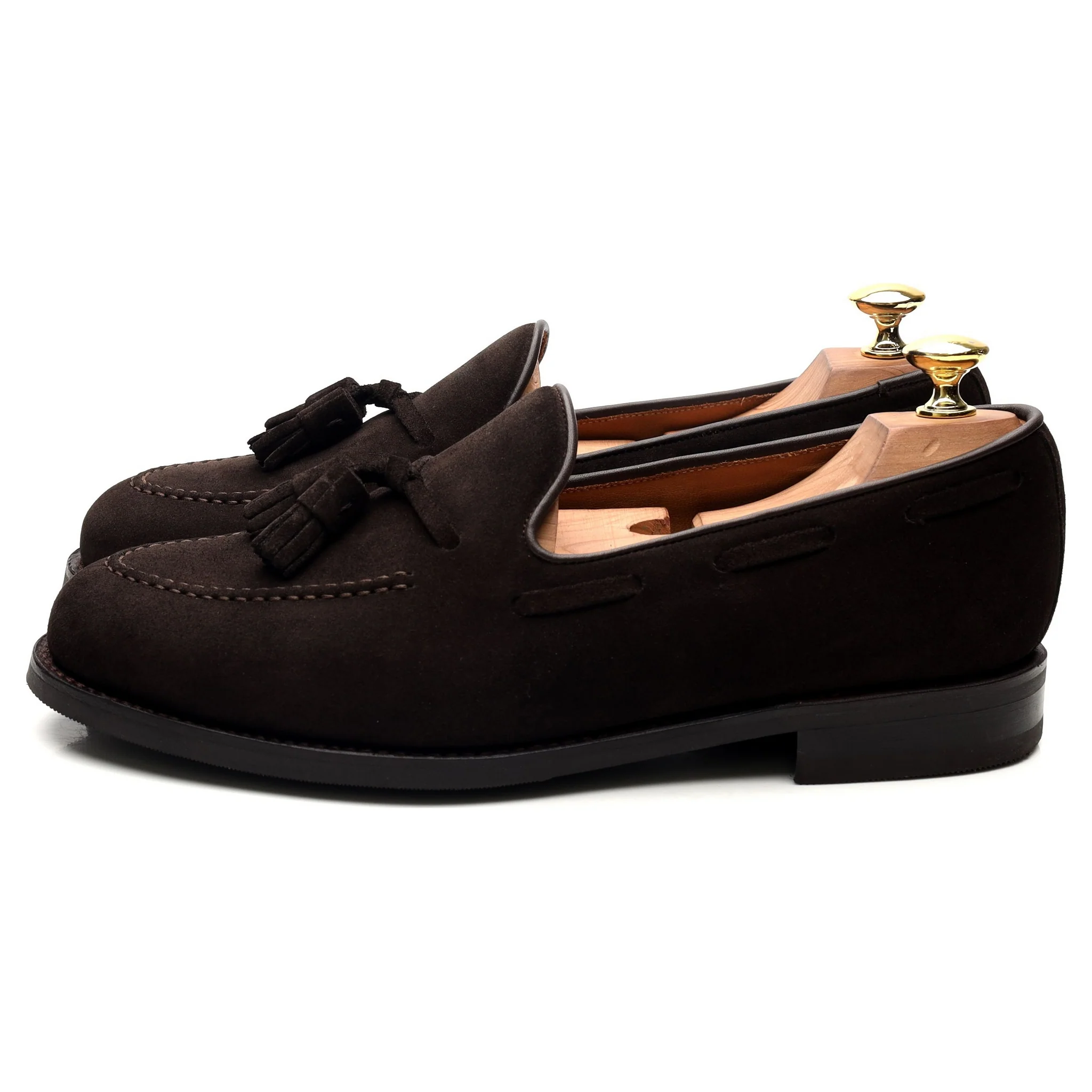 Dark Brown Suede Tassel Loafers UK 7.5 - Image 2