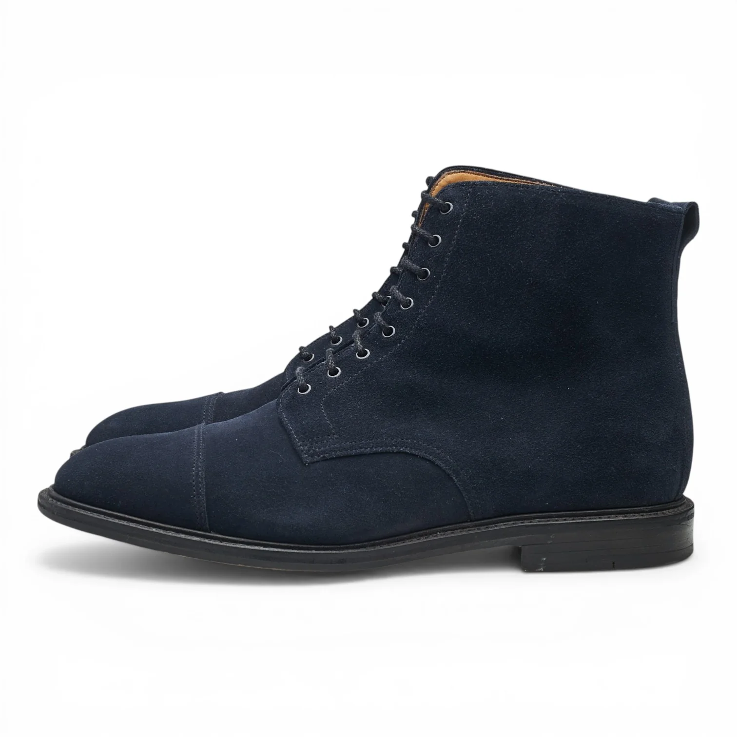Navy Blue Suede Cap Toe Boots UK UK 10.5 F - Image 3