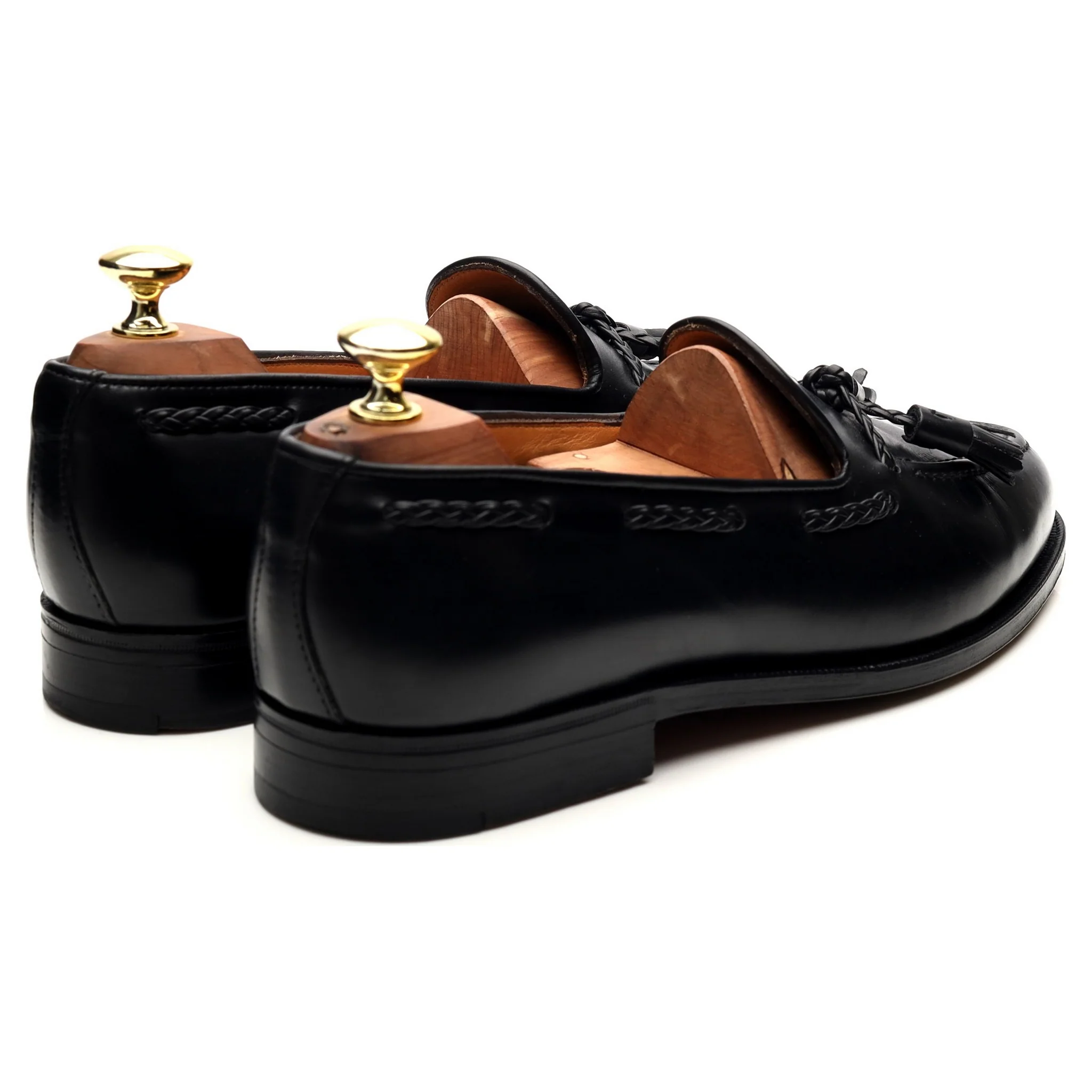 New & Lingwood Black Leather Tassel Loafers UK 7.5 E - Image 5
