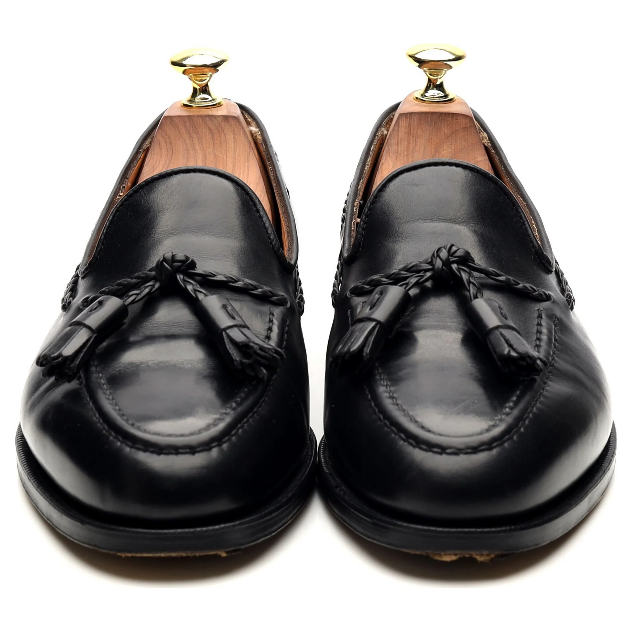 New & Lingwood Black Leather Tassel Loafers UK 7.5 E - Image 8
