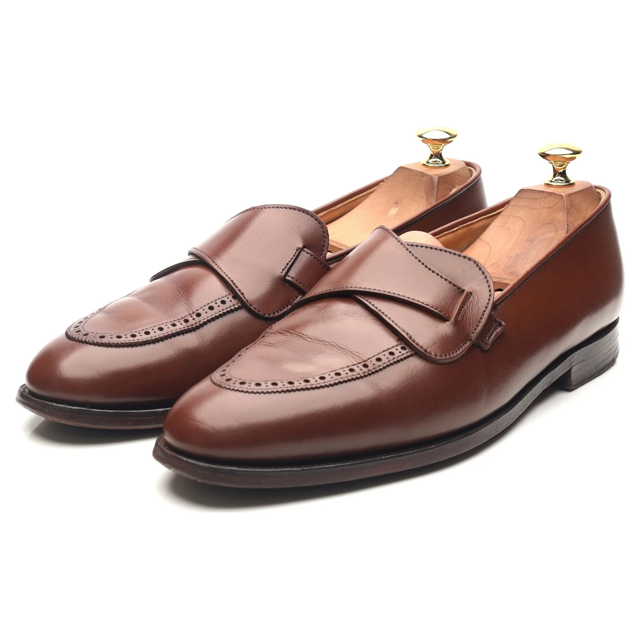 New & Lingwood Brown Leather Butterfly Loafers UK 9.5 E