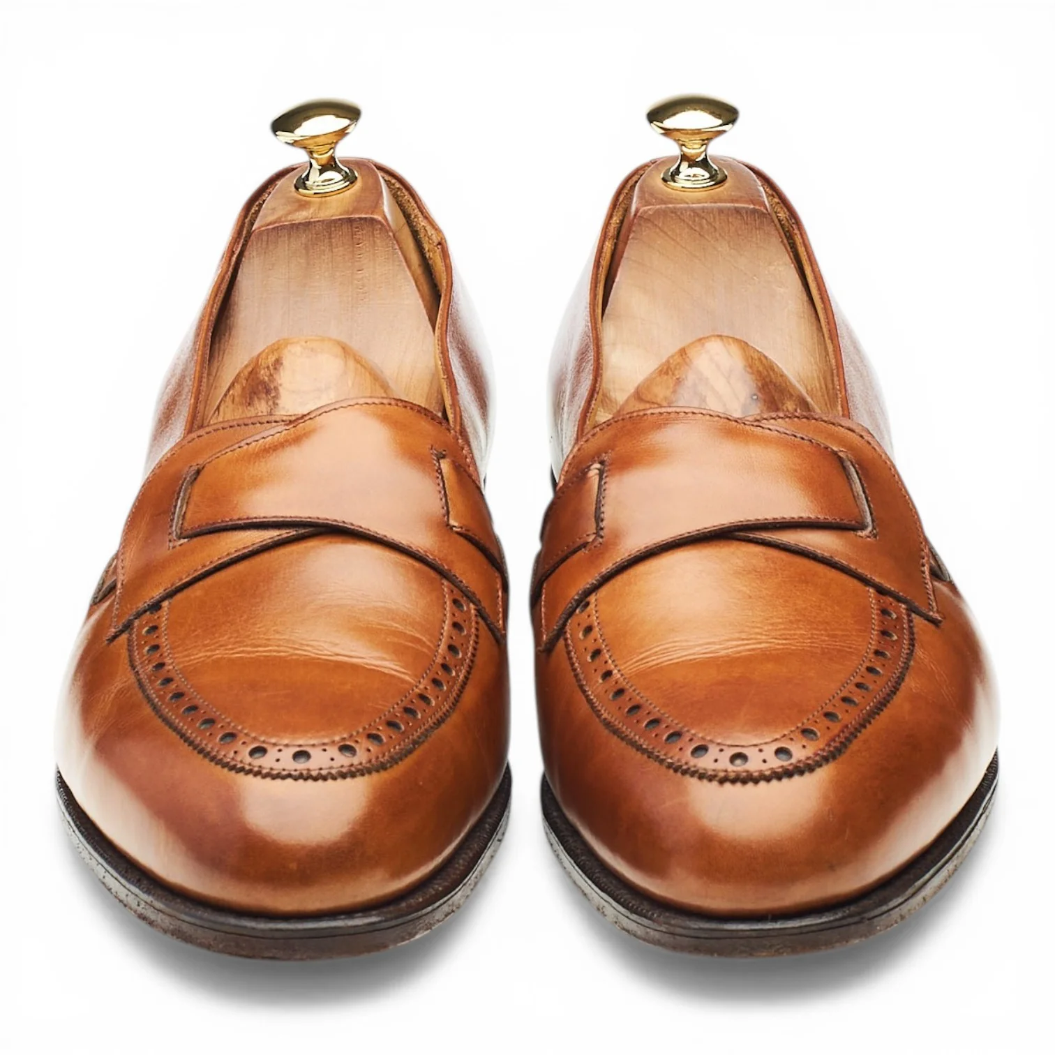 New & Lingwood Tan Brown Leather Butterfly Loafers UK 10 E - Image 2