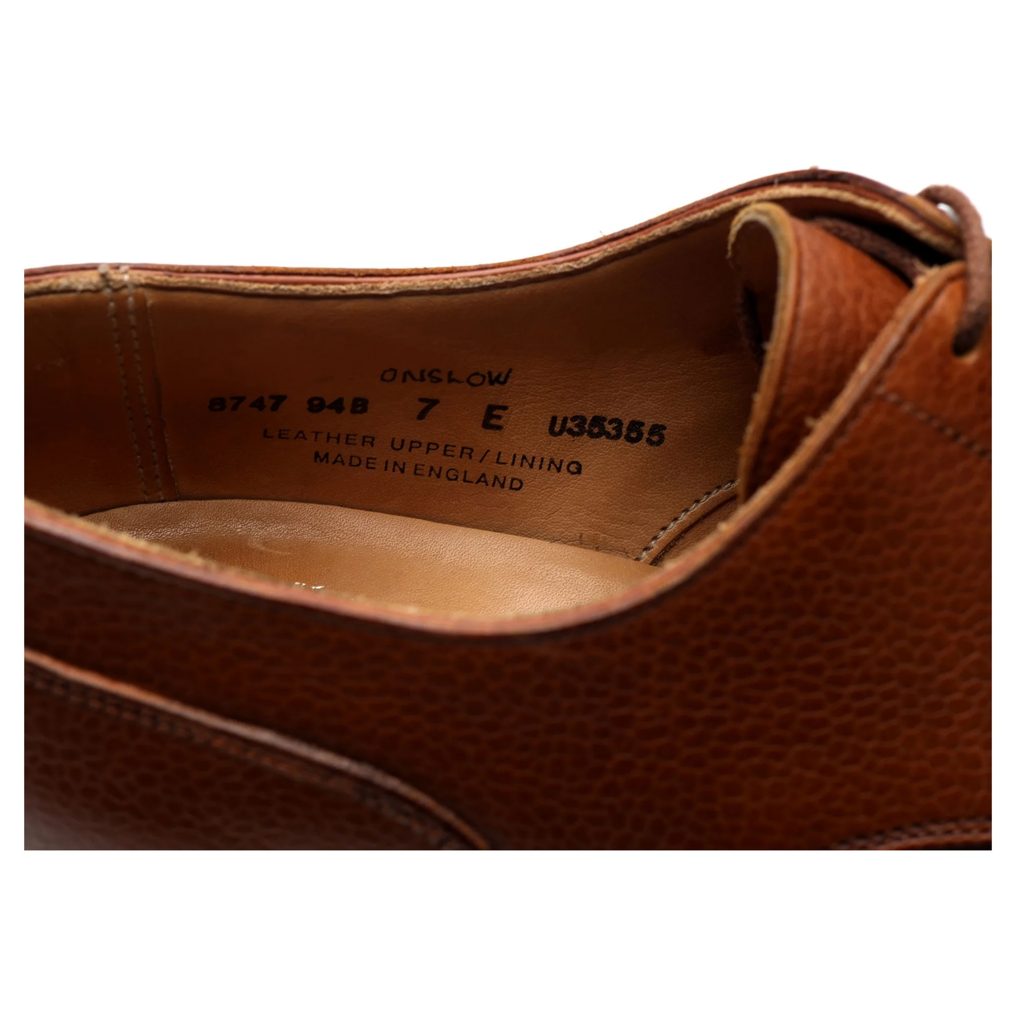 'Onslow' Tan Brown Leather Apron Derby UK 7 E - Image 7