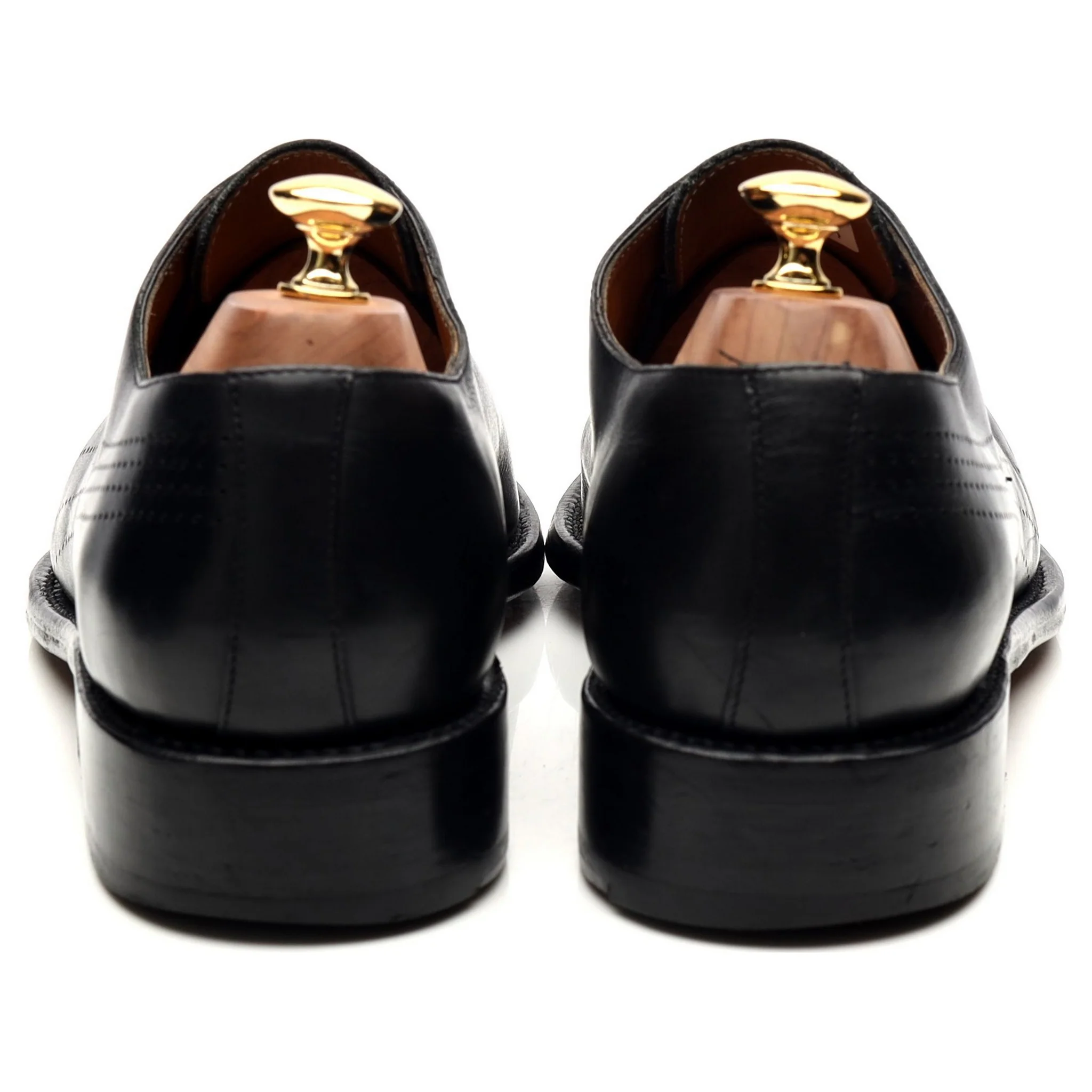 Black Leather Wholecut Oxford UK 9 - Image 4