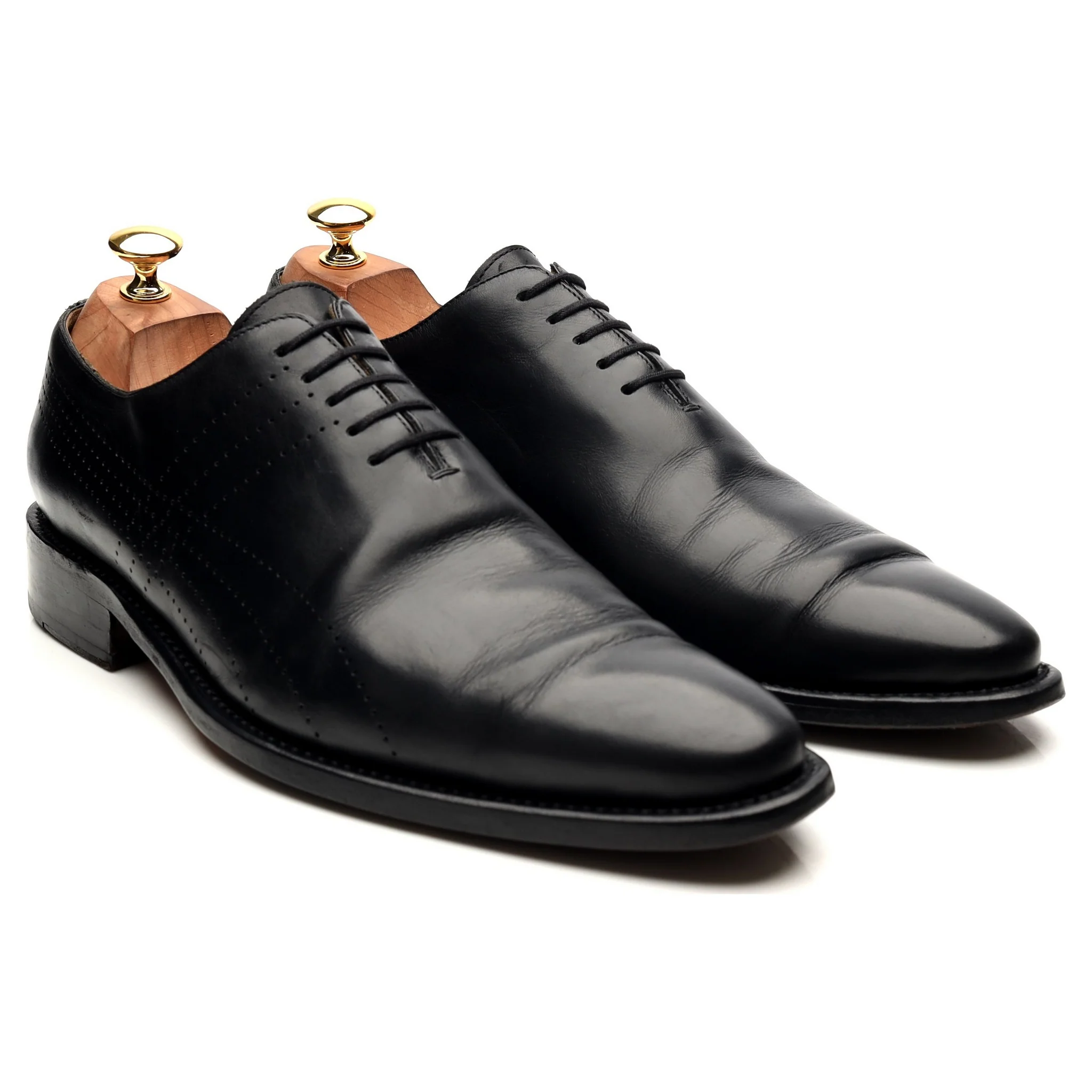Black Leather Wholecut Oxford UK 9 - Image 7