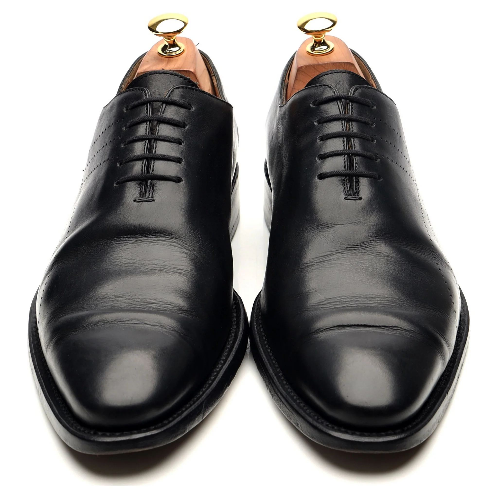Black Leather Wholecut Oxford UK 9 - Image 9