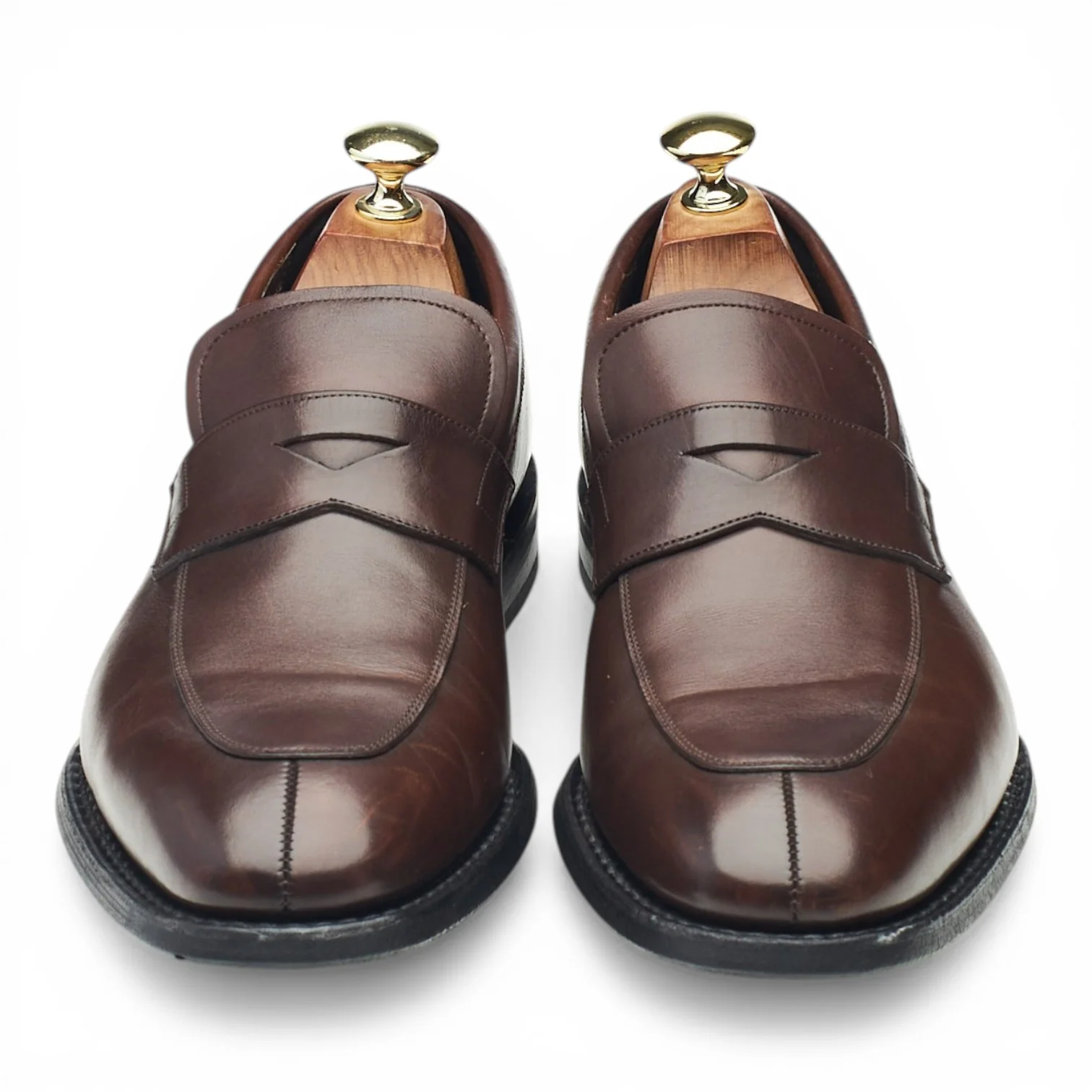 'Parham' Dark Brown Leather Split Toe Loafers UK 7.5 F - Image 2
