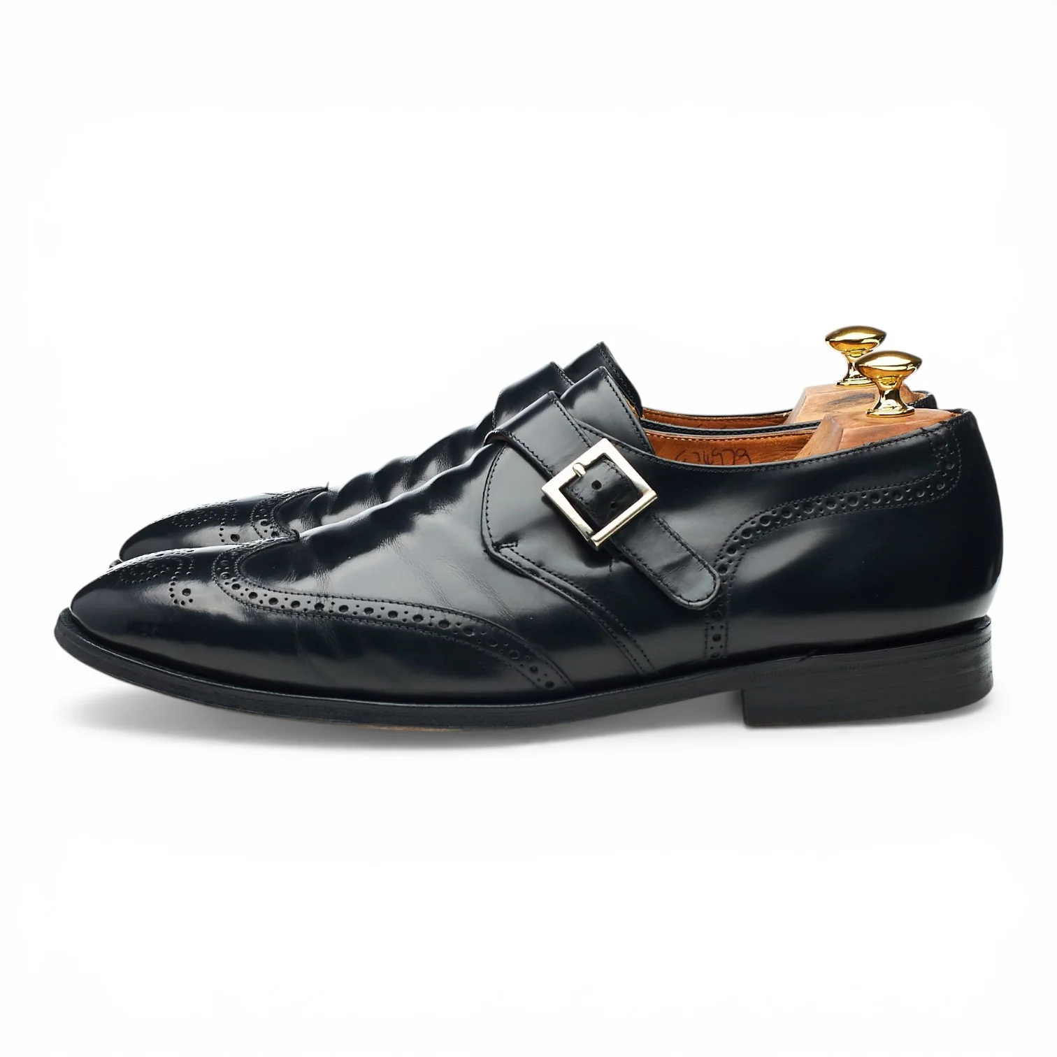 'Piccadilly' Black Leather Brogue Monk Strap UK 10.5 F - Image 3