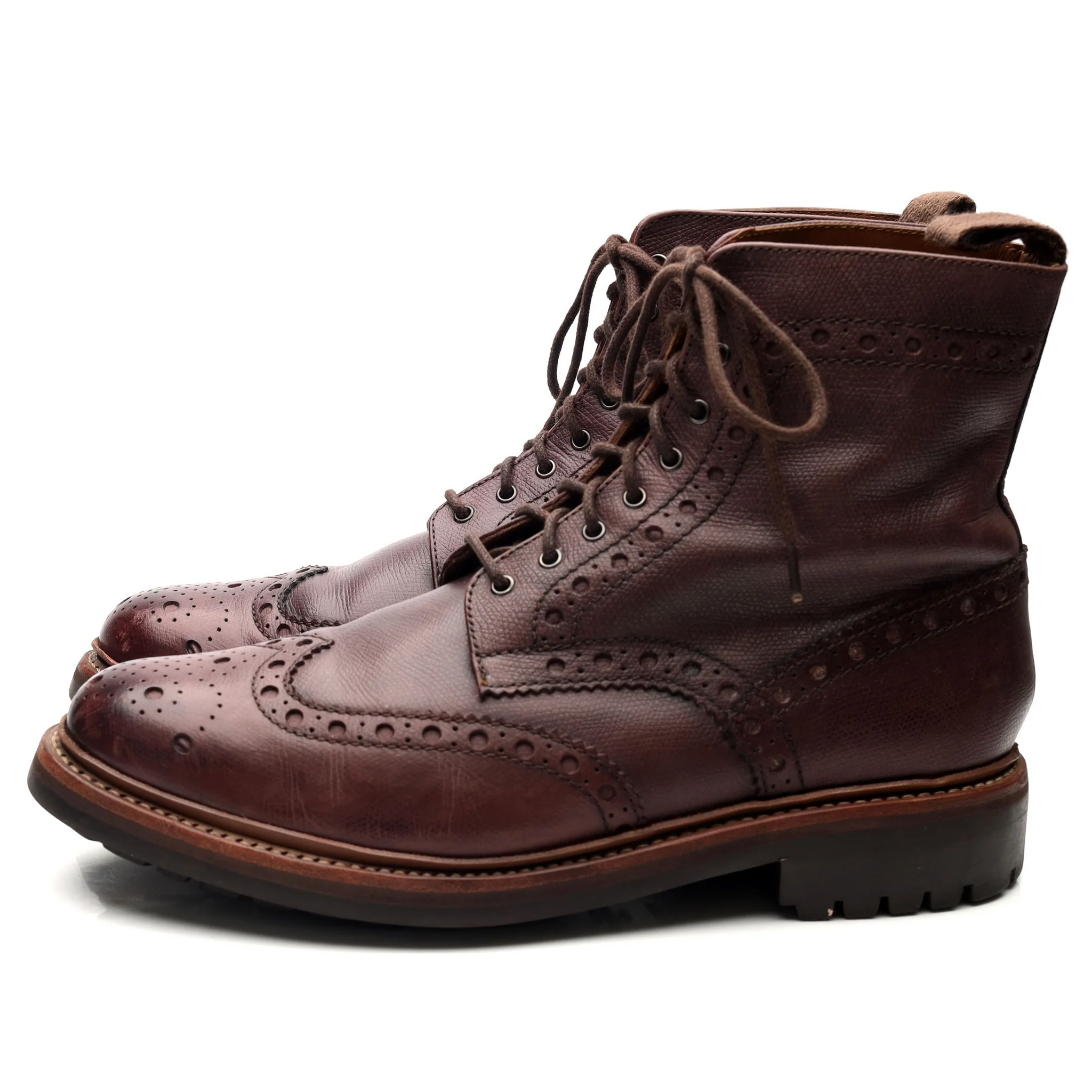 'Fred' Burgundy Leather Brogue Boots UK 9 G - Image 2