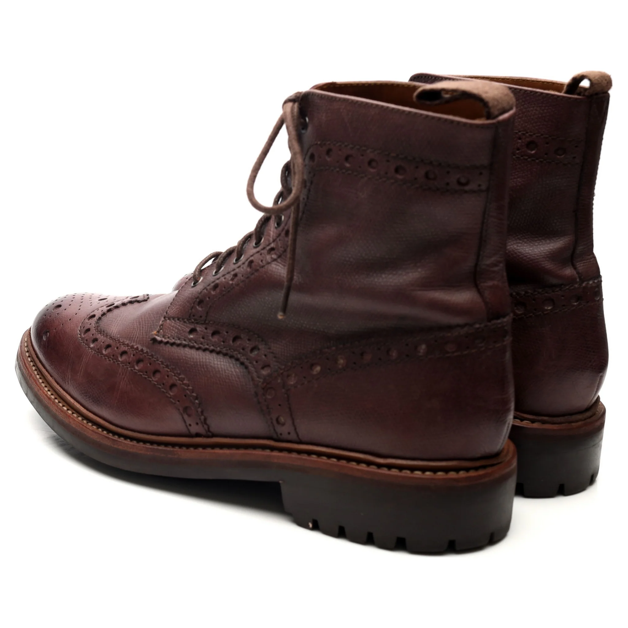 'Fred' Burgundy Leather Brogue Boots UK 9 G - Image 3
