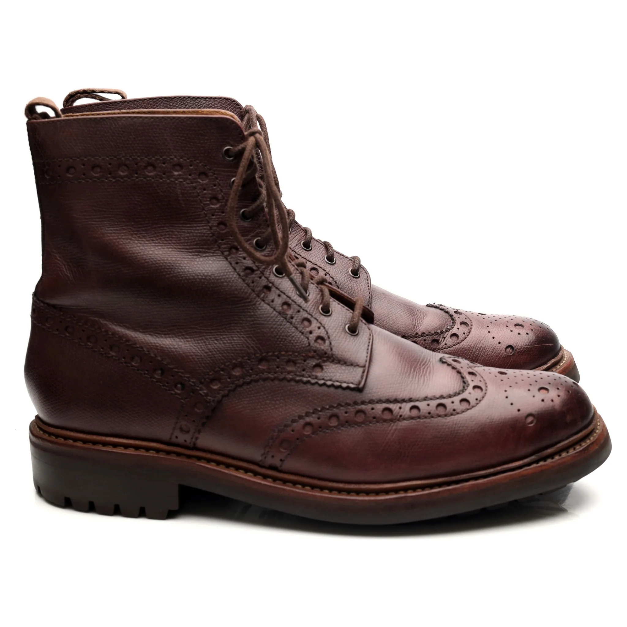 'Fred' Burgundy Leather Brogue Boots UK 9 G - Image 6