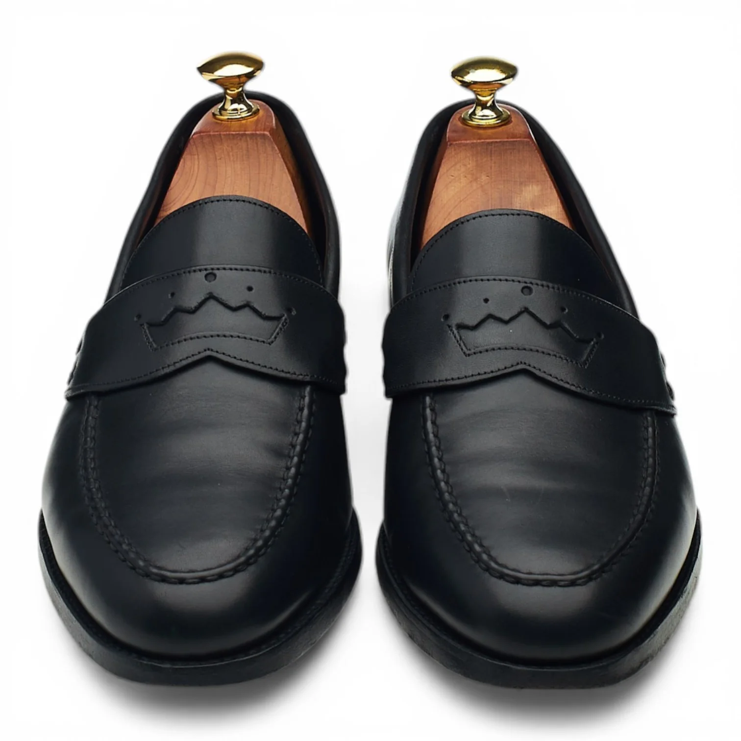 'Crown' Black Leather Loafers UK 8.5 - Image 2
