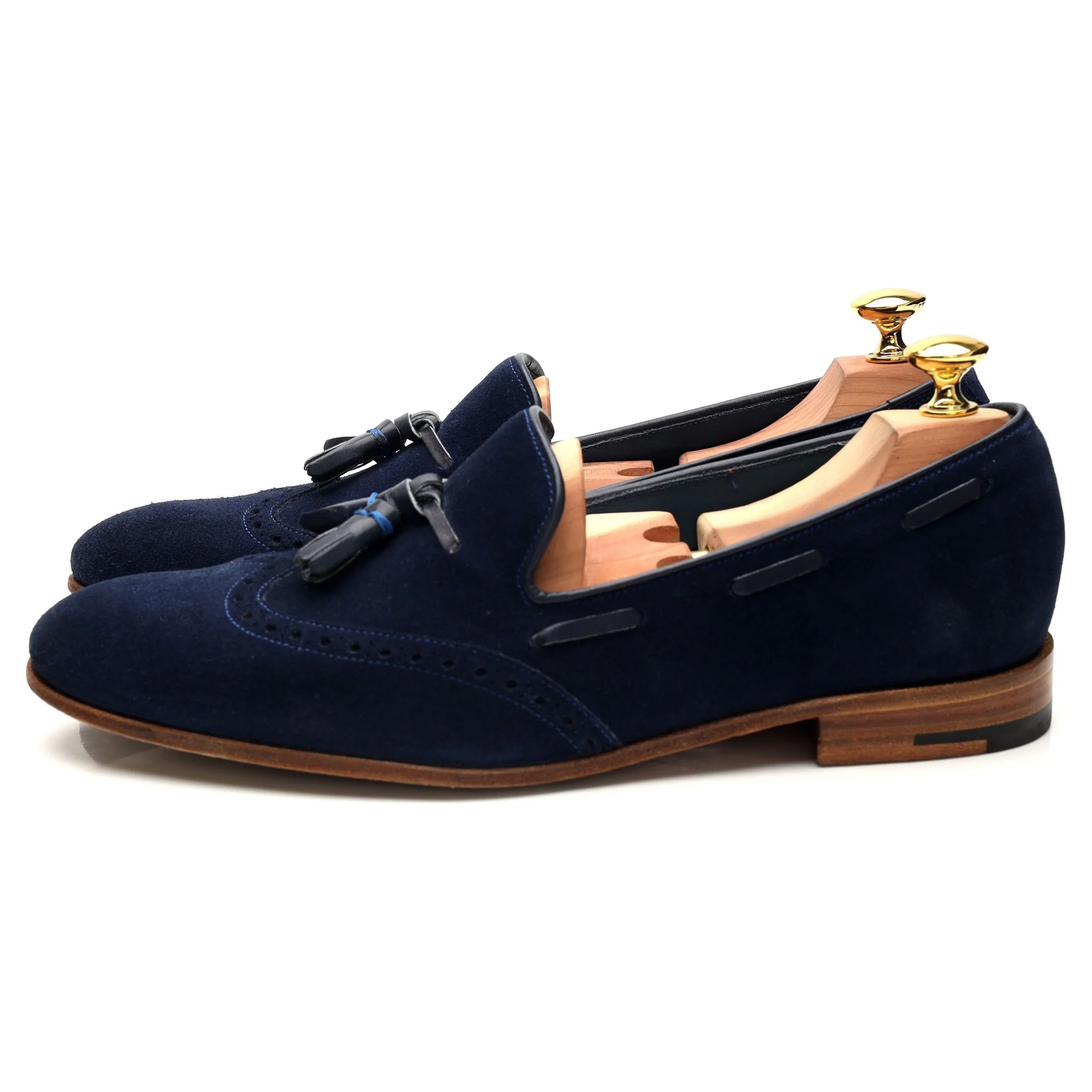 'Ray' Navy Blue Suede Tassel Loafers UK 7.5 F - Image 3