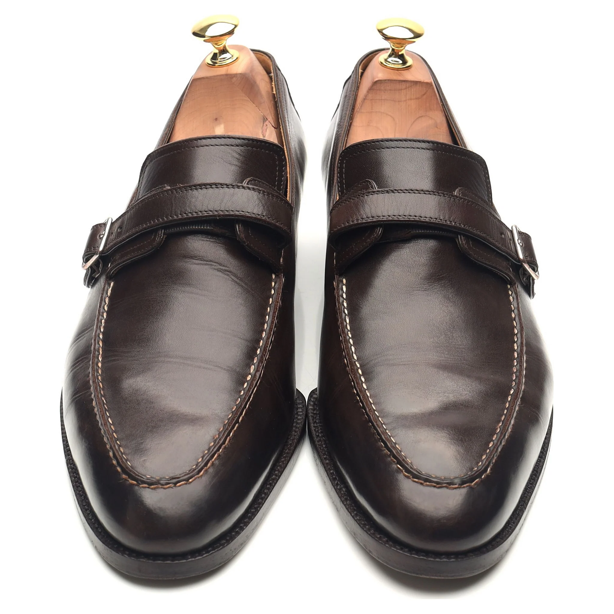 '100' Dark Brown Leather Monk Strap UK 9 F - Image 9