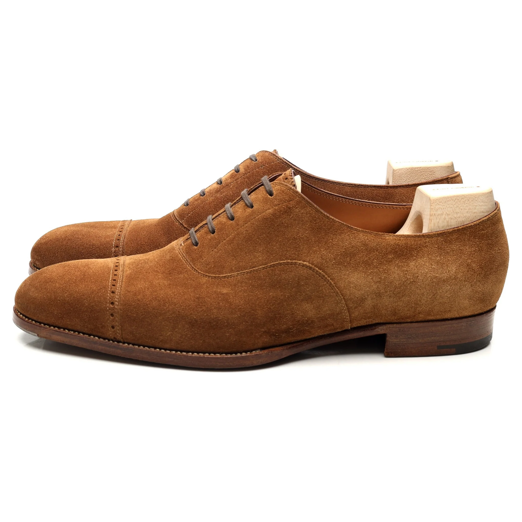 Drake's Tan Brown Suede Oxford Semi Brogues UK 10 F - Image 2